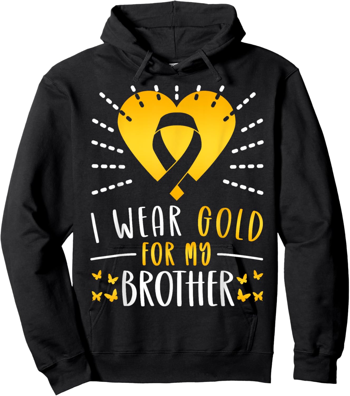 I Wear Gold For My Brother Heart Hoodie - Hoodie | Black