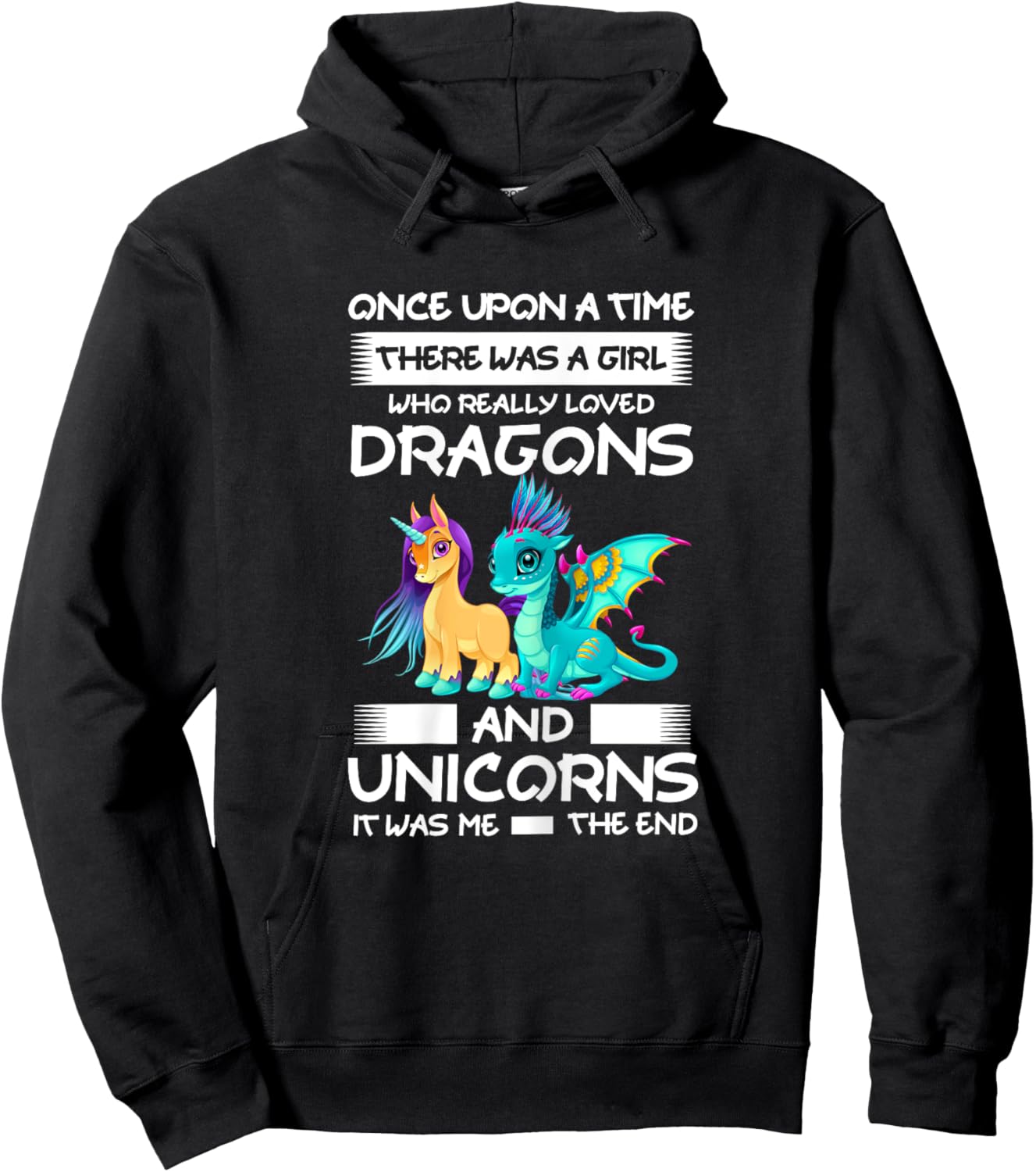 Girl Who Loved Dragons and Unicorns Unicorns Hoodie - Hoodie | Black