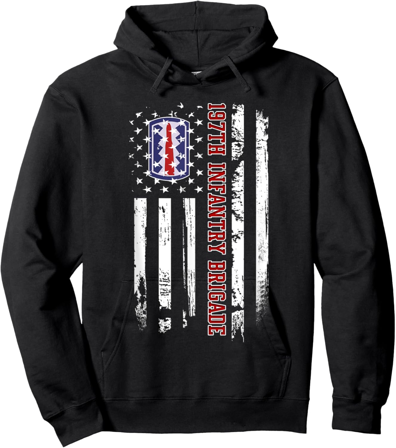 197th Infantry Brigade Veteran USA Flag Veterans Day Xmas Women Men Hoodie - Hoodie | Black