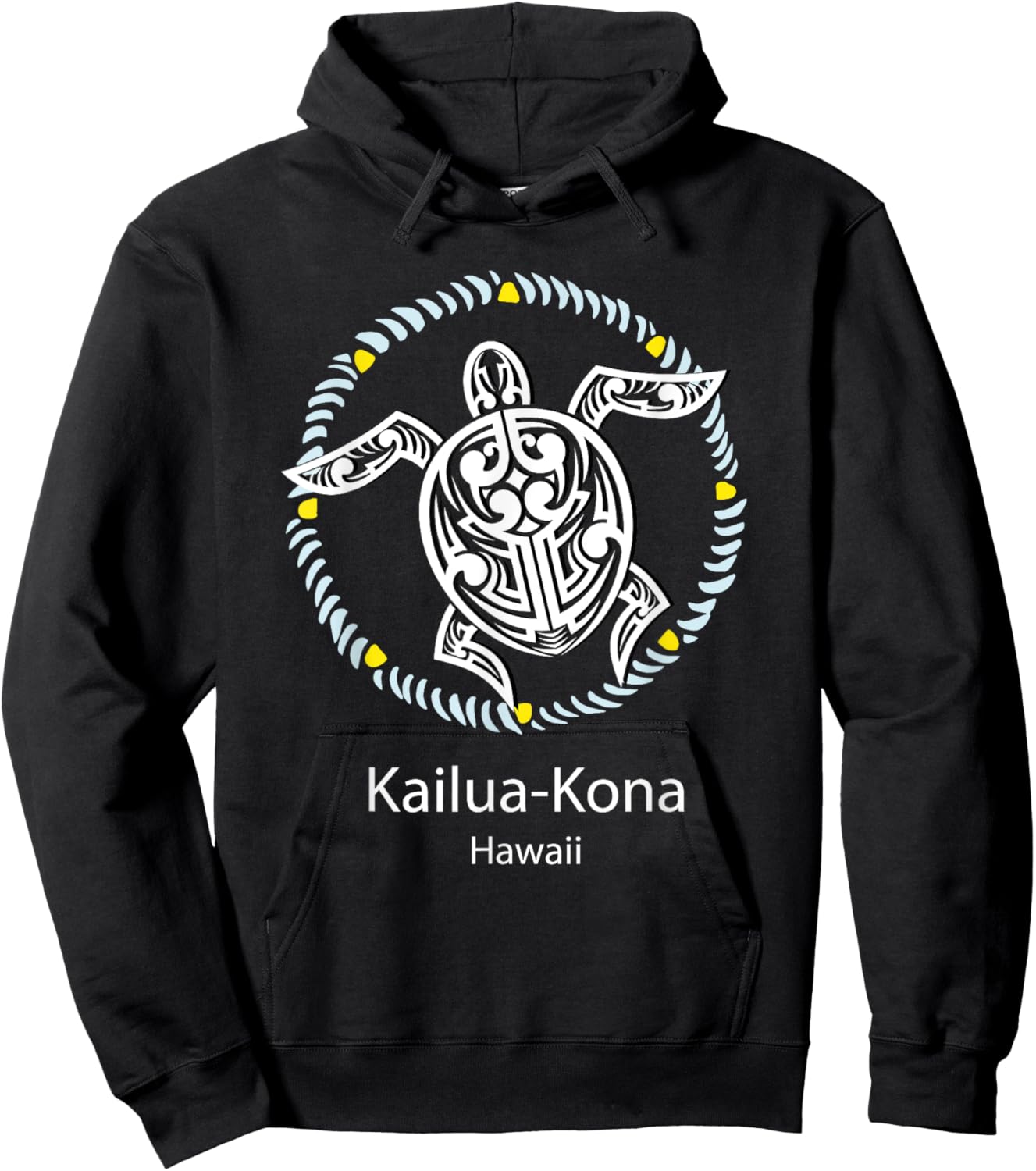 Kailua-Kona Hawaii - Tribal Turtle Hoodie - Hoodie | Black