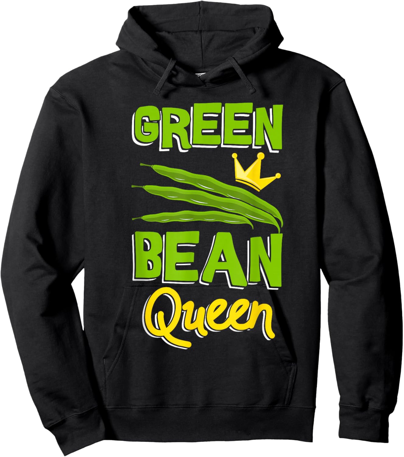 Green Bean Queen Funny String Beans Vegetarian Vegan Hoodie - Hoodie | Black
