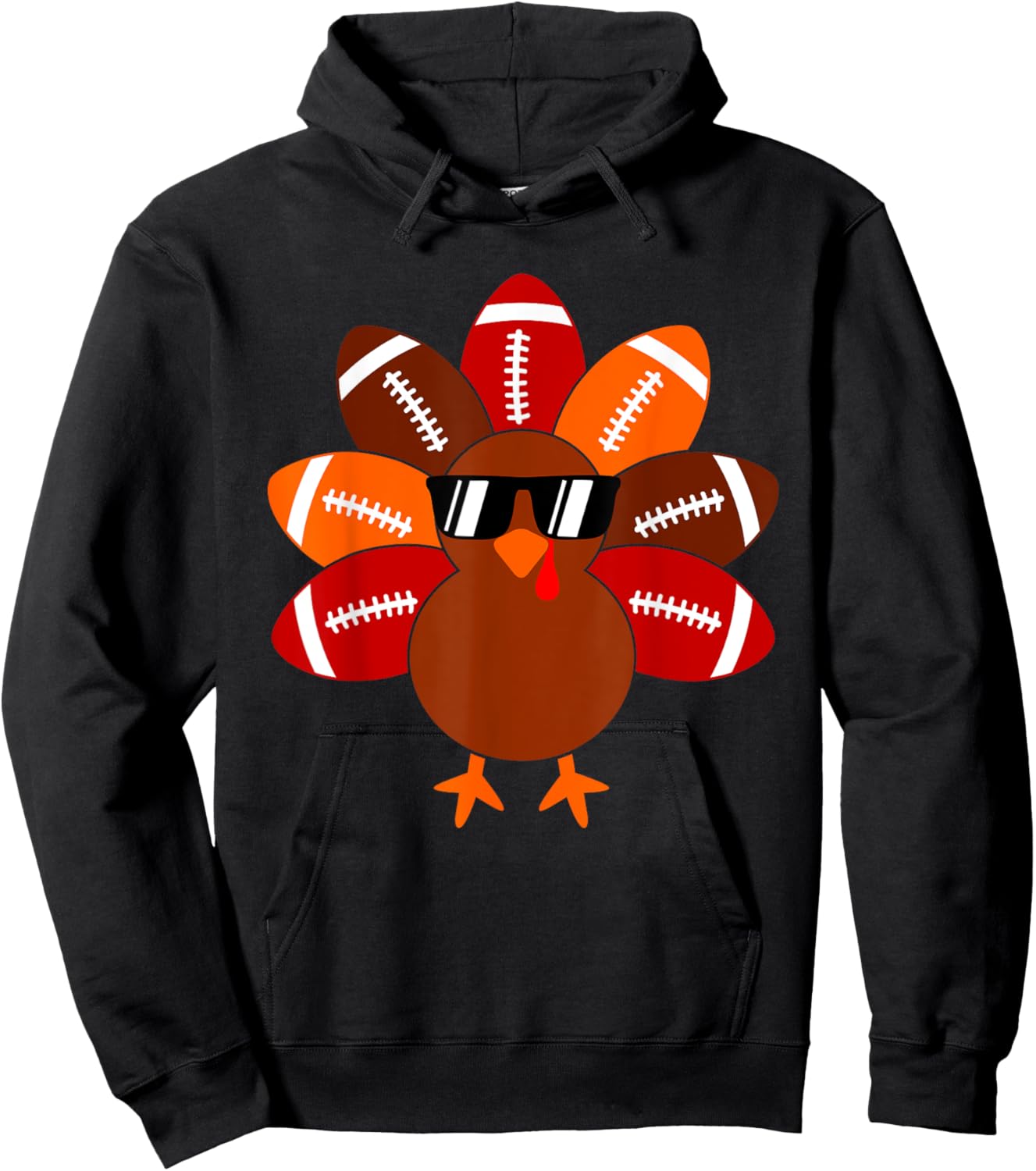 Football Turkey Balls Thanksgiving Shirt Boys Kids Men Women Hoodie - Hoodie | Black