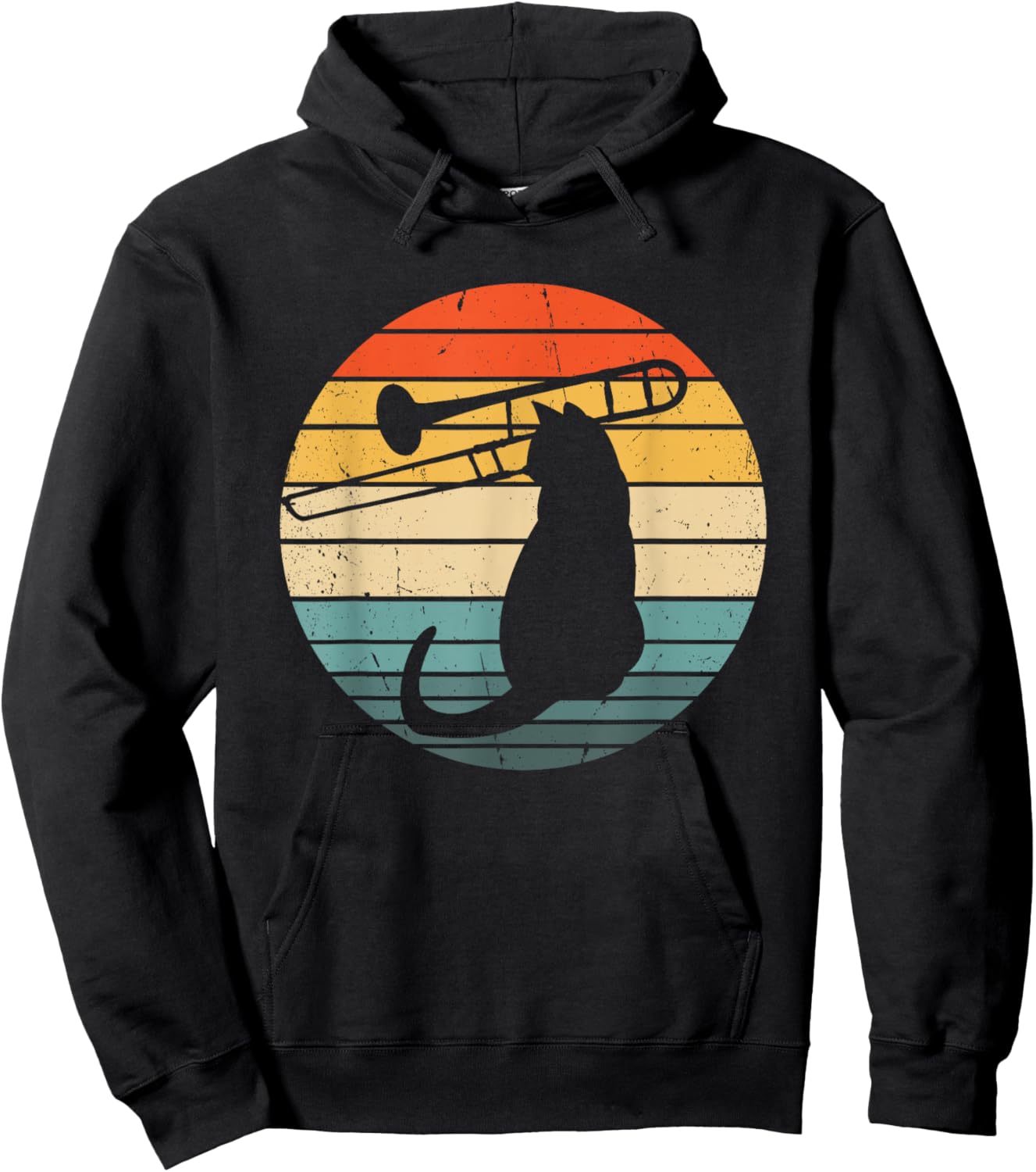 Cat Playing Trombone Trombonist Funny Cat Jazz Trombone Men Women Girls Kids Hoodie - Hoodie | Black