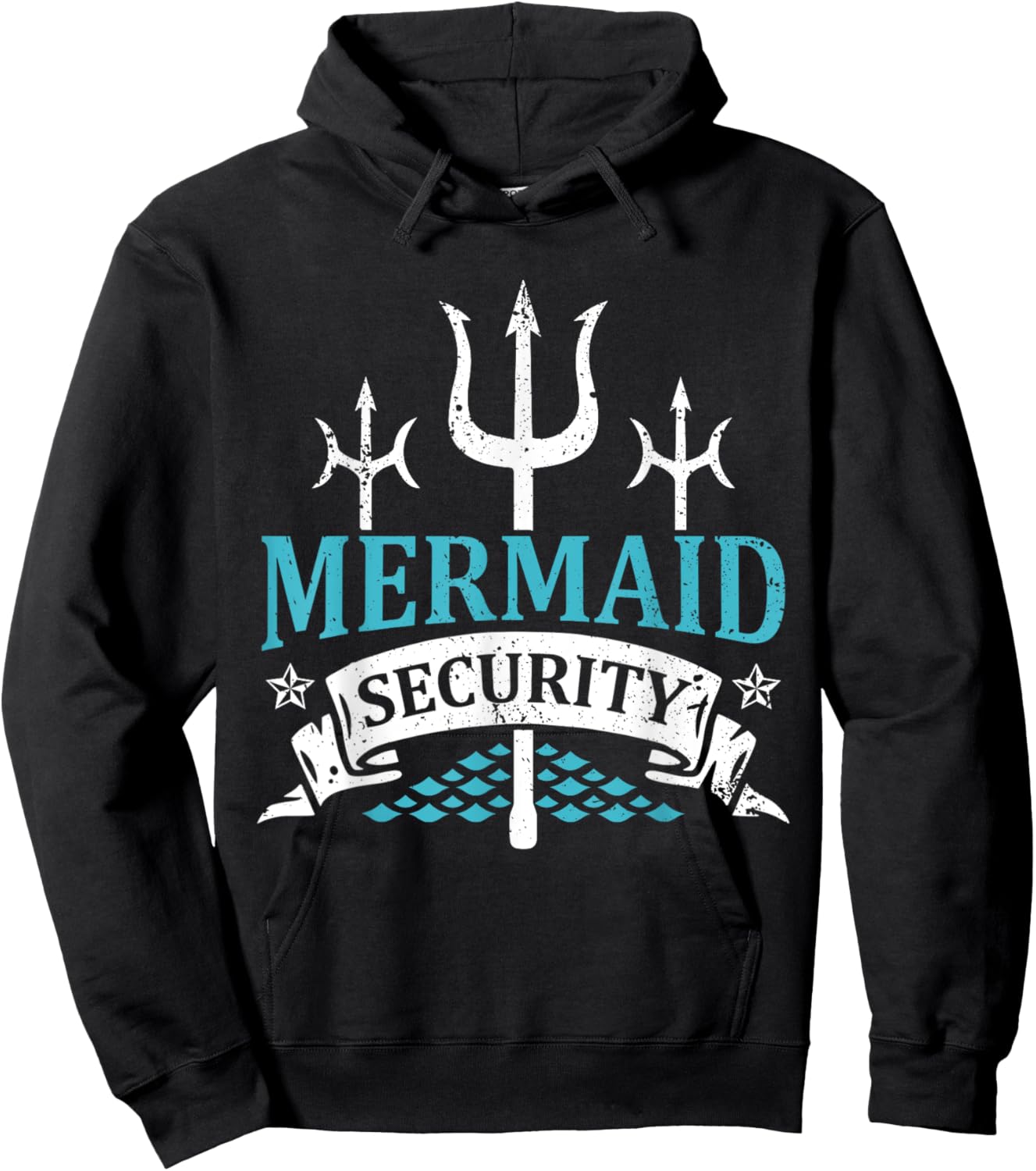 Merman Mermaid Party Swimming Sea Waves - Mermaid Security Hoodie - Hoodie | Black