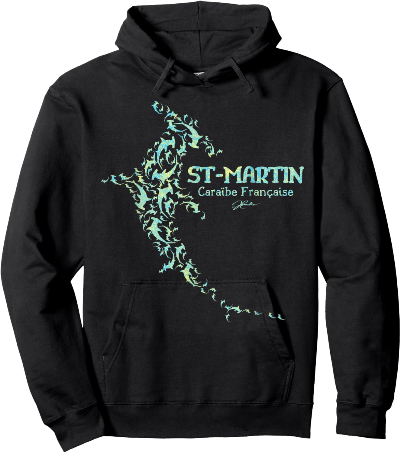 JCombs: Saint-Martin, French Caribbean, Sharks Hoodie - Hoodie | Black