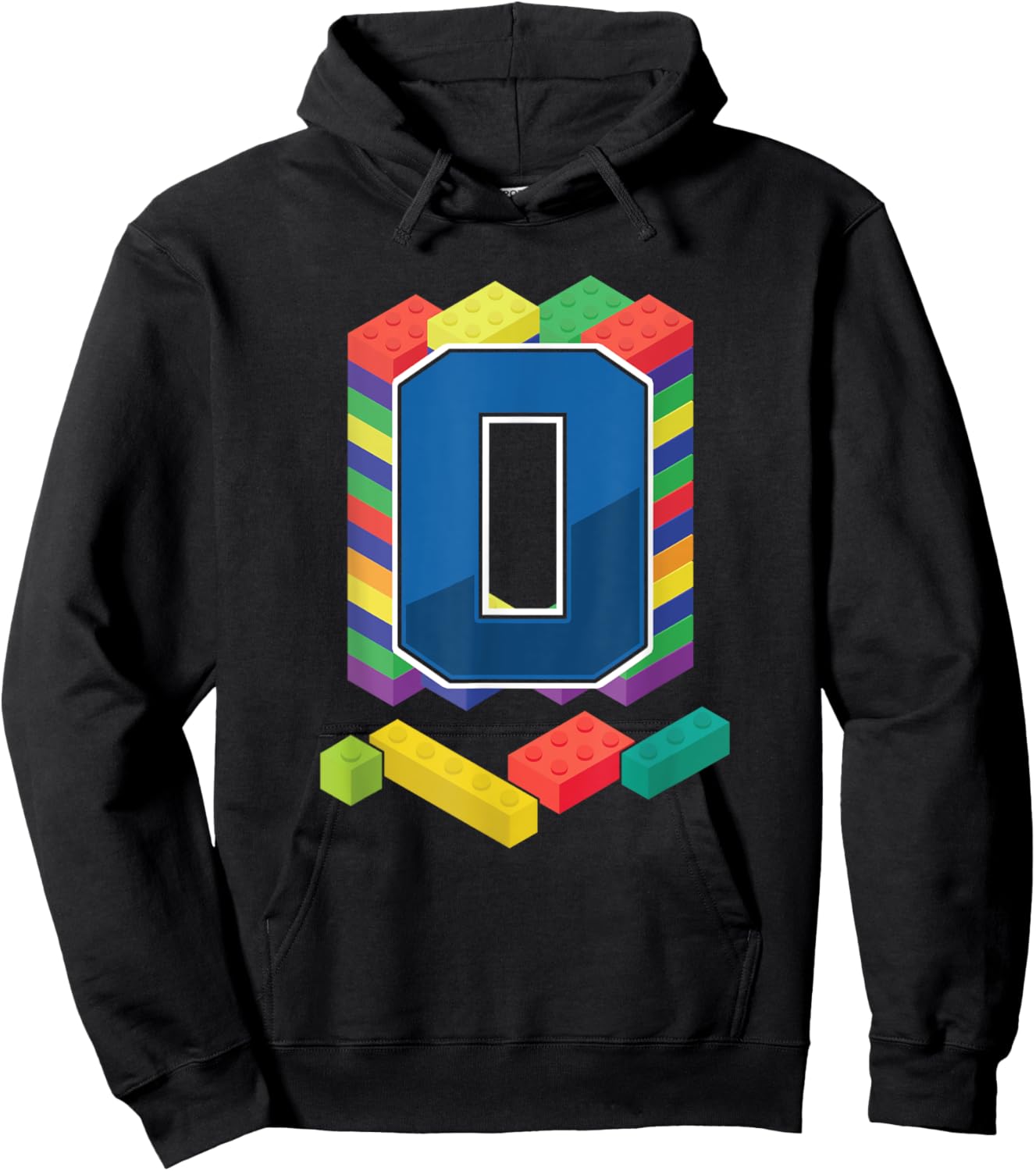 Letter O Master Builder Alphabet Last Name Building Blocks Hoodie - Hoodie | Black