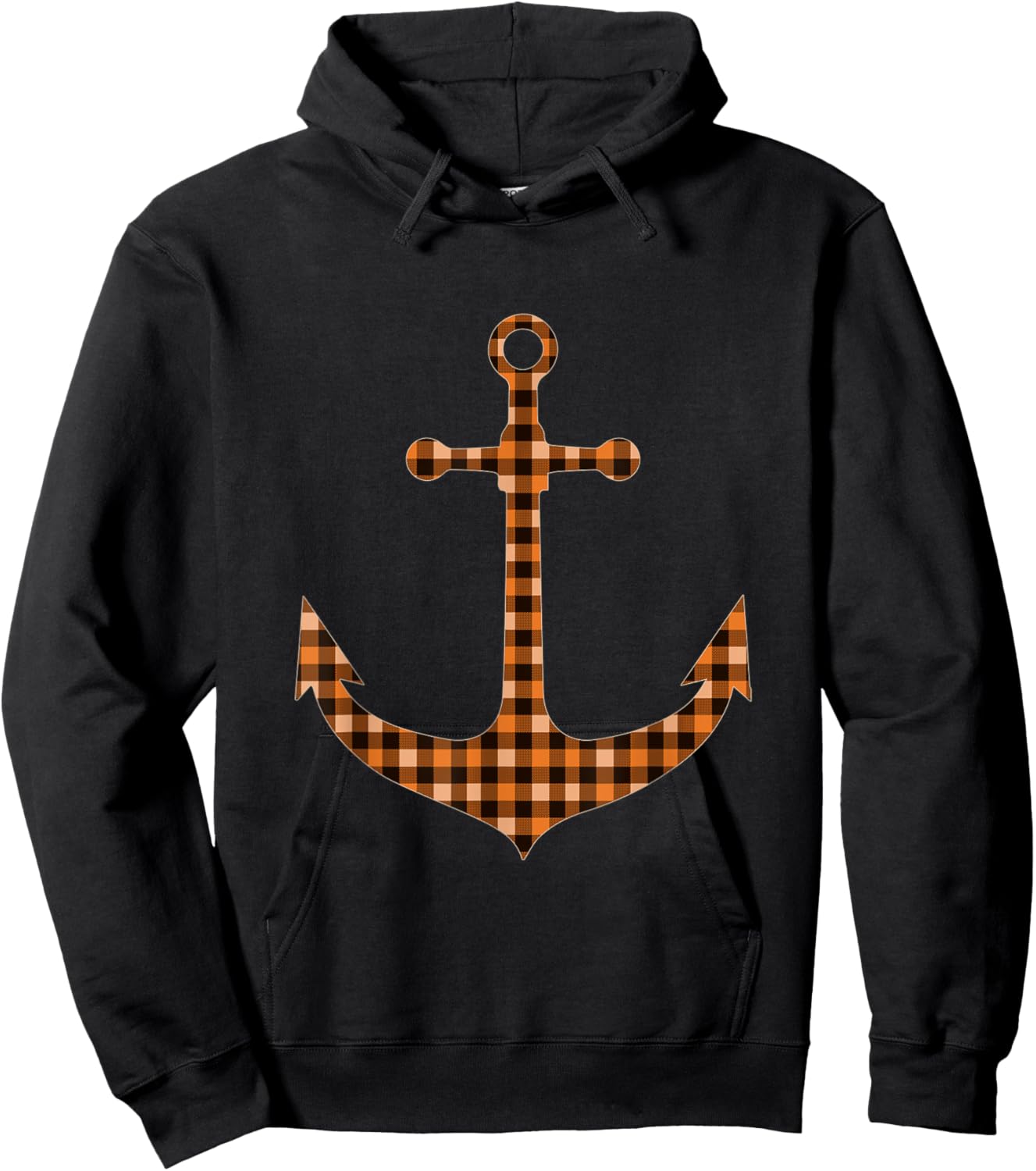 Black Orange Plaid Anchor Halloween Party Fall Autumn Hoodie - Hoodie | Black