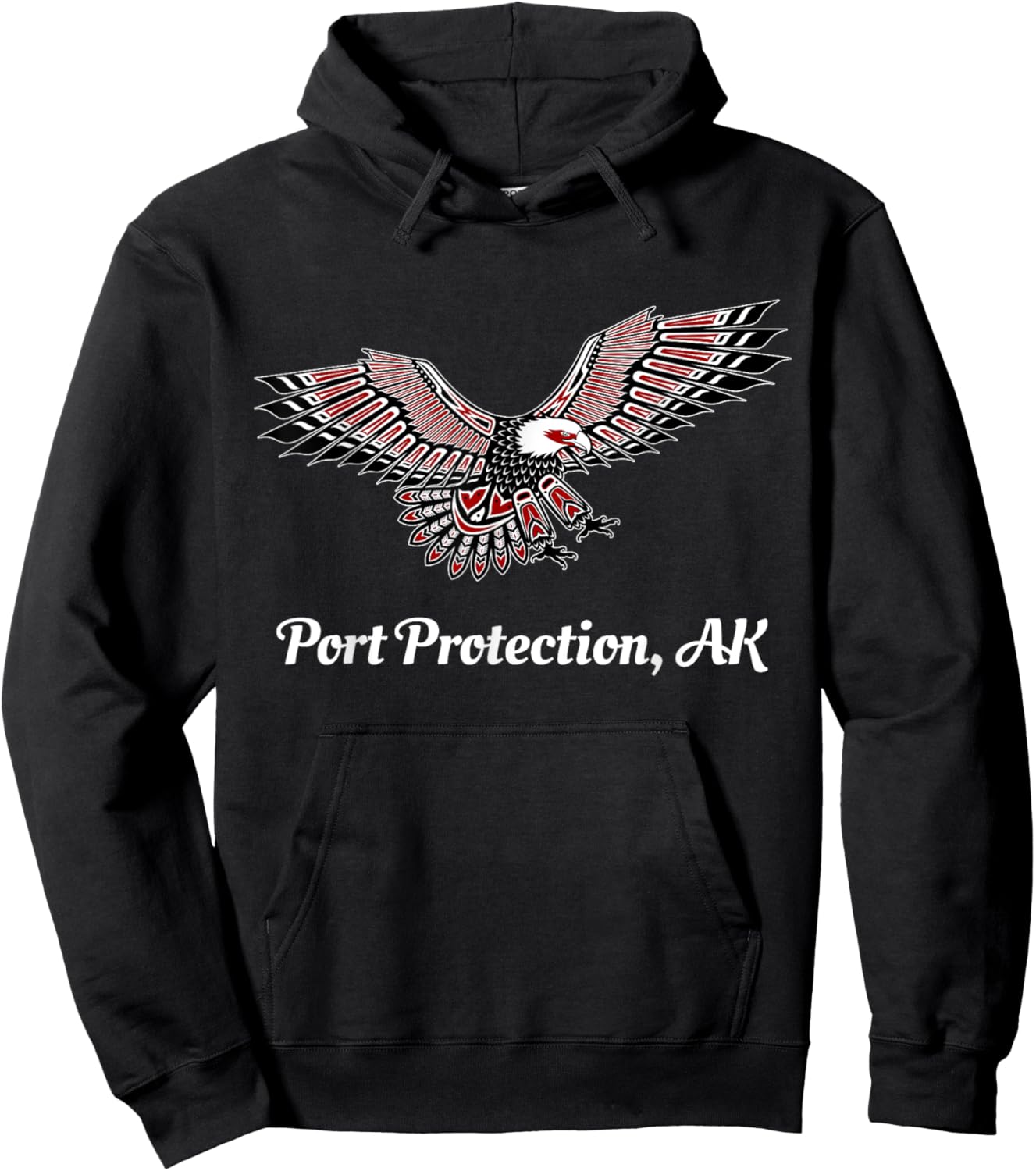 Port Protection, AK Eagle PNW Native American Totem Hoodie - Hoodie | Black
