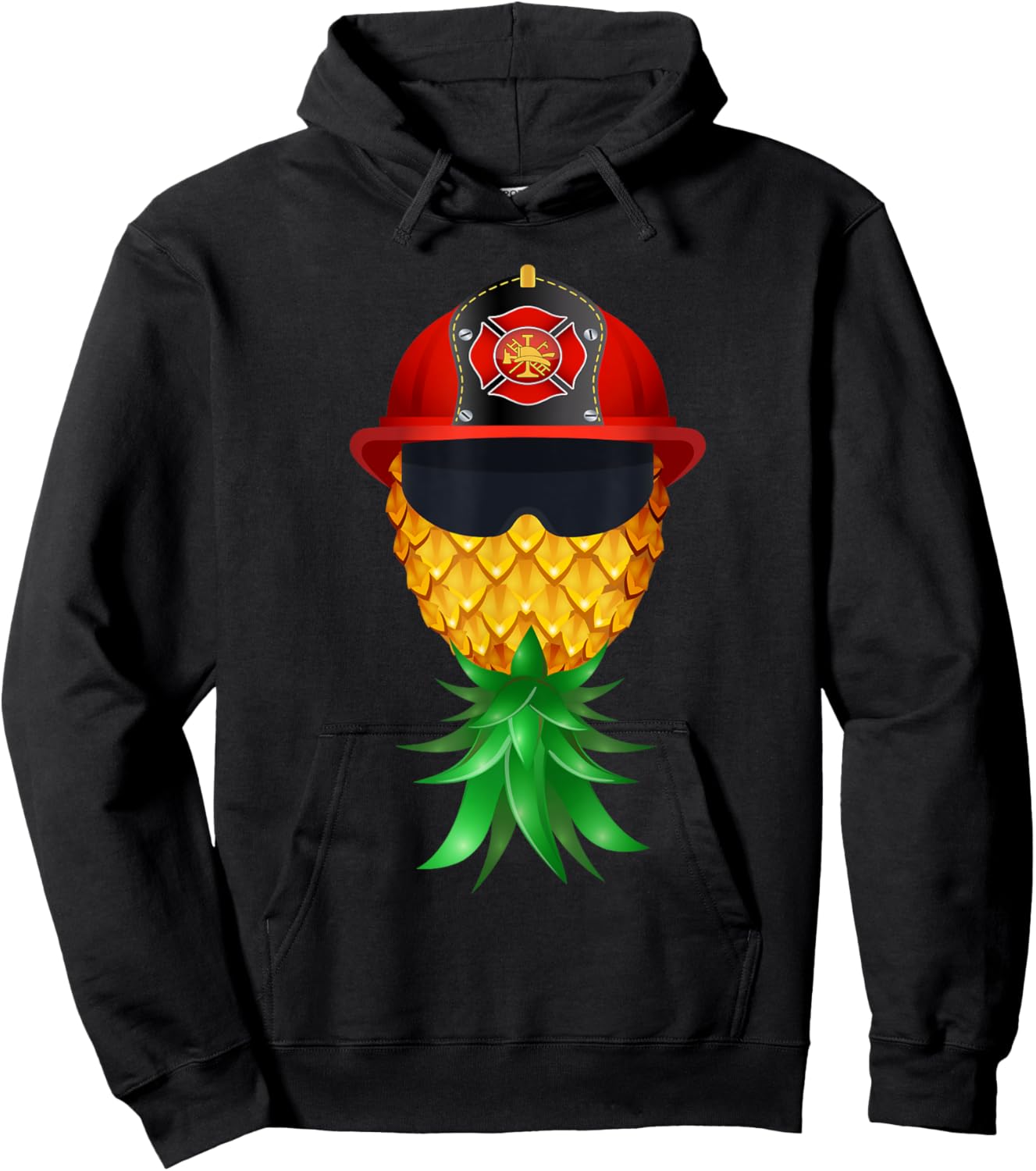 Swinger Upside Down Pineapple Firefighter Red Helmet Hoodie - Hoodie | Black