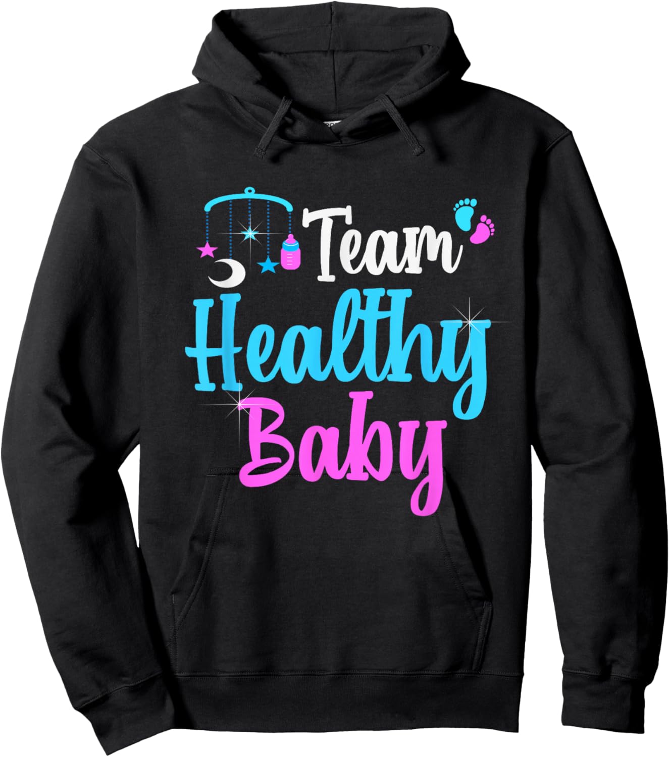 Gender Reveal Team Healthy Baby Party Supplies Pink Blue Hoodie - Hoodie | Black