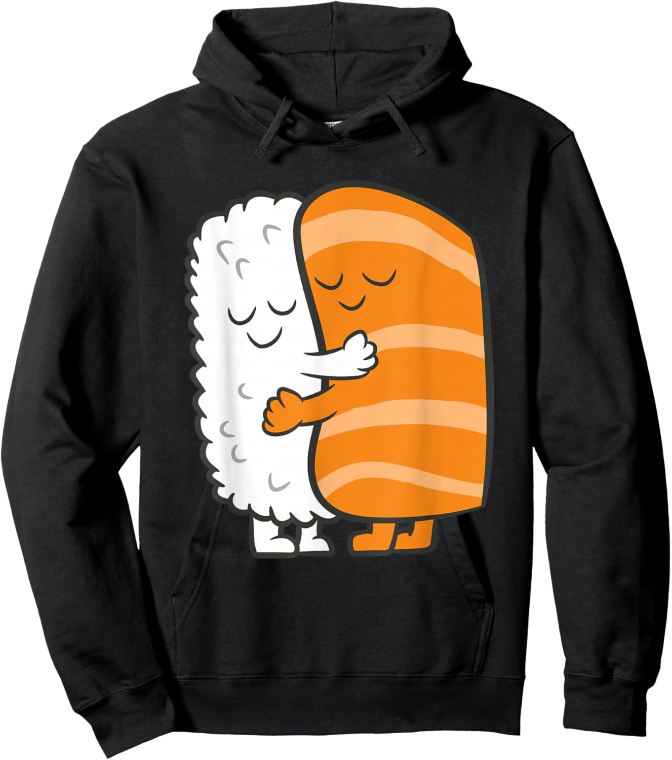 Sushi Hugging Kawaii Sushi Japanese Salmon Hugging Sushi Hoodie - Hoodie | Black