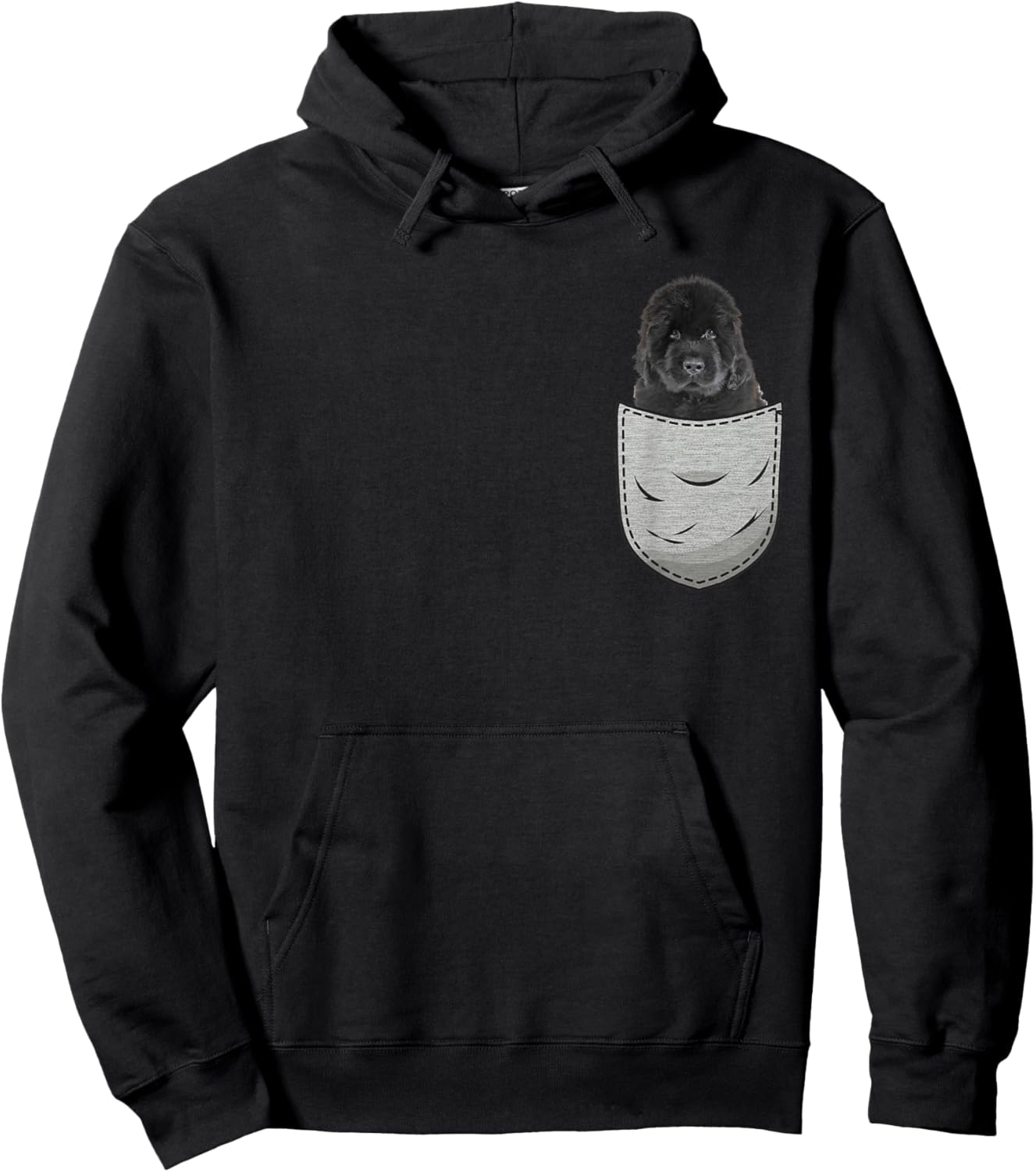 Newfie Newfoundland Puppy Chest Bag Pocket Dog Owners Hoodie - Hoodie | Black