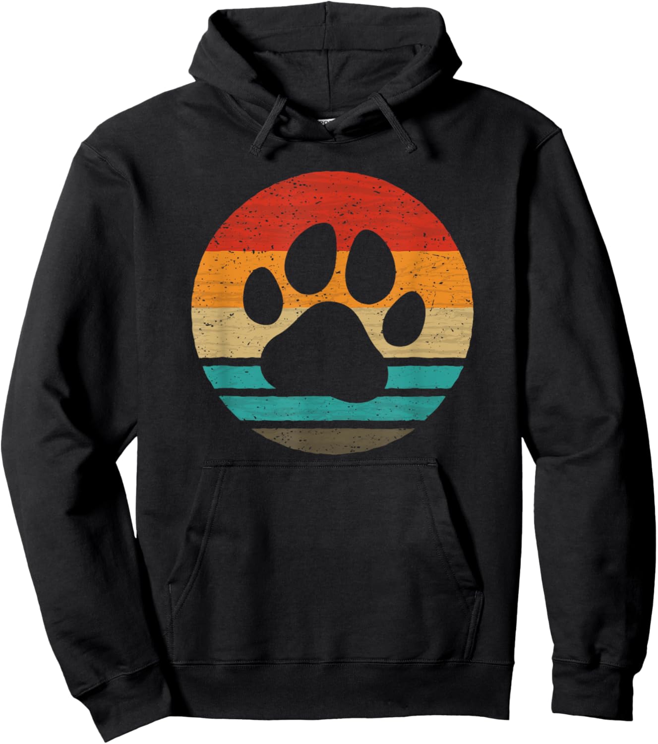 Dog Paw Retro Style Vintage Hoodie - Hoodie | Black