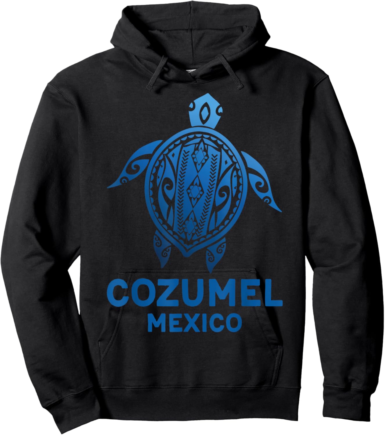 Cozumel Mexico Tribal Tattoo Blue Sea Turtle Souvenirs Hoodie - Hoodie | Black
