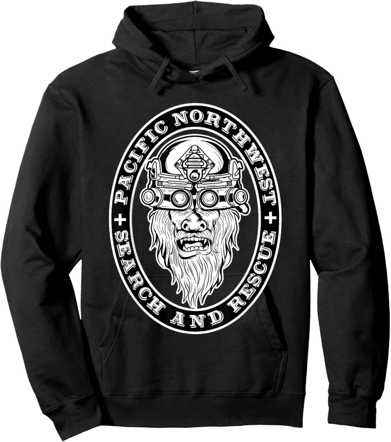 Funny Bigfoot Pacific Northwest Search and Rescue Sasquatch Hoodie - Hoodie | Black