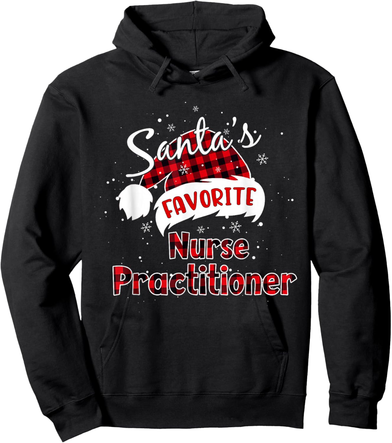 Funny Santa's Favorite Nurse Practitioner Christmas Pajama Hoodie - Hoodie | Black
