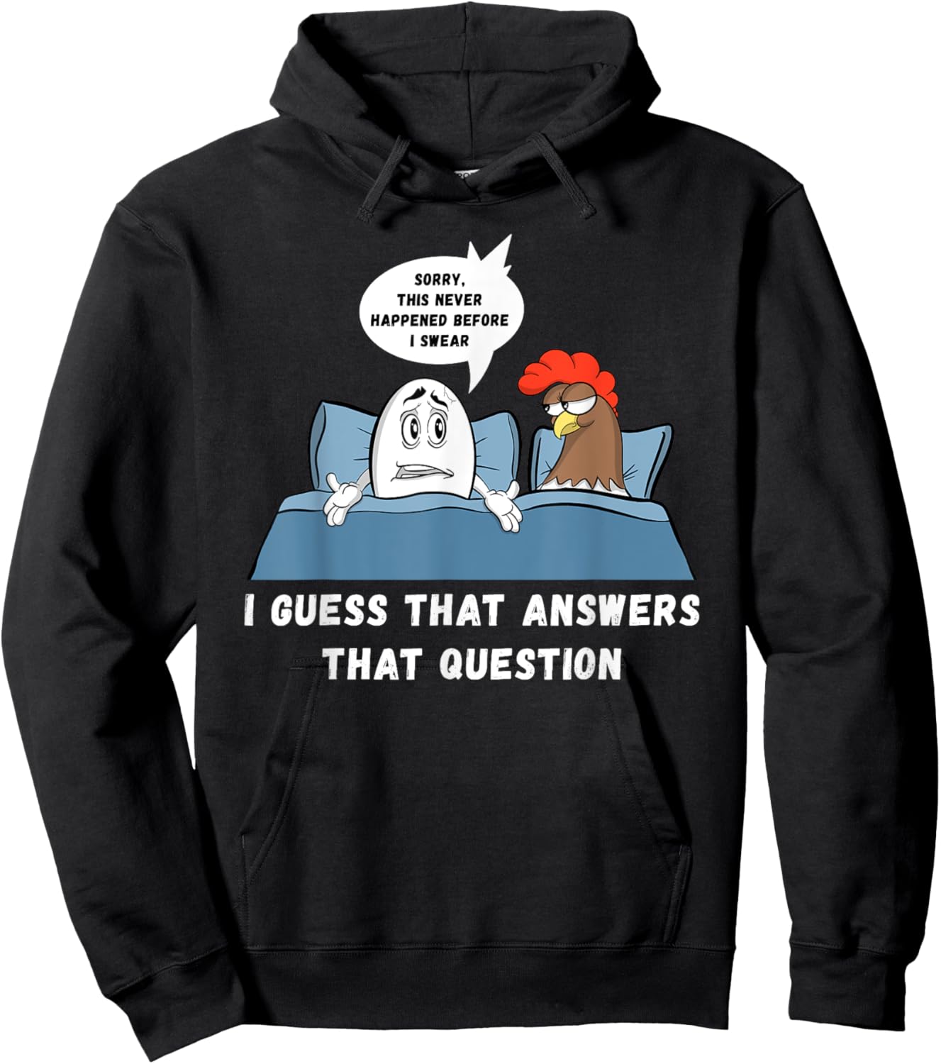 Which Came First Chicken Or Egg Joke Funny Adult Humor Hoodie - Hoodie | Black