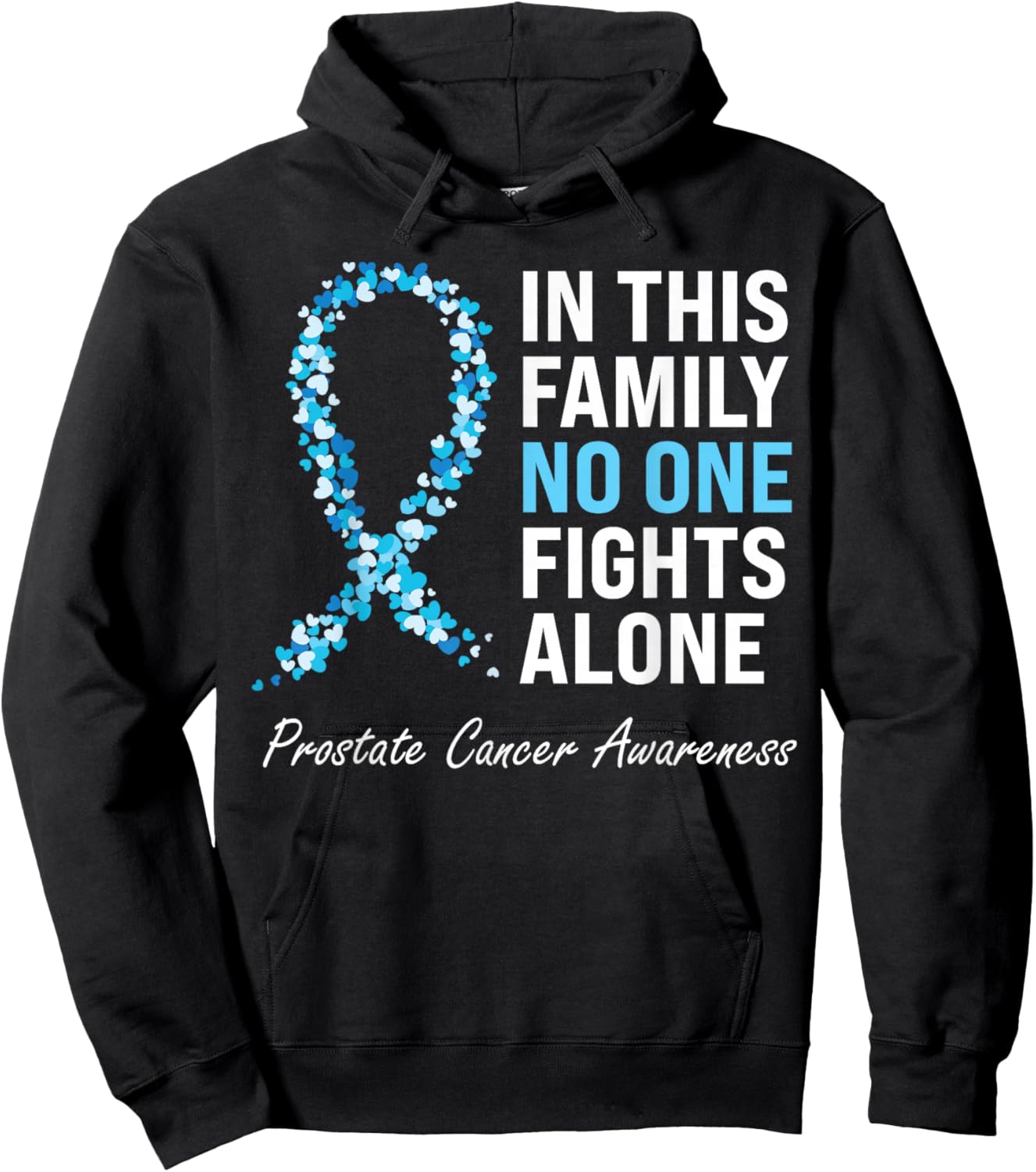 Family Prostate Cancer Awareness Light Blue Ribbon Survivor Hoodie - Hoodie | Black