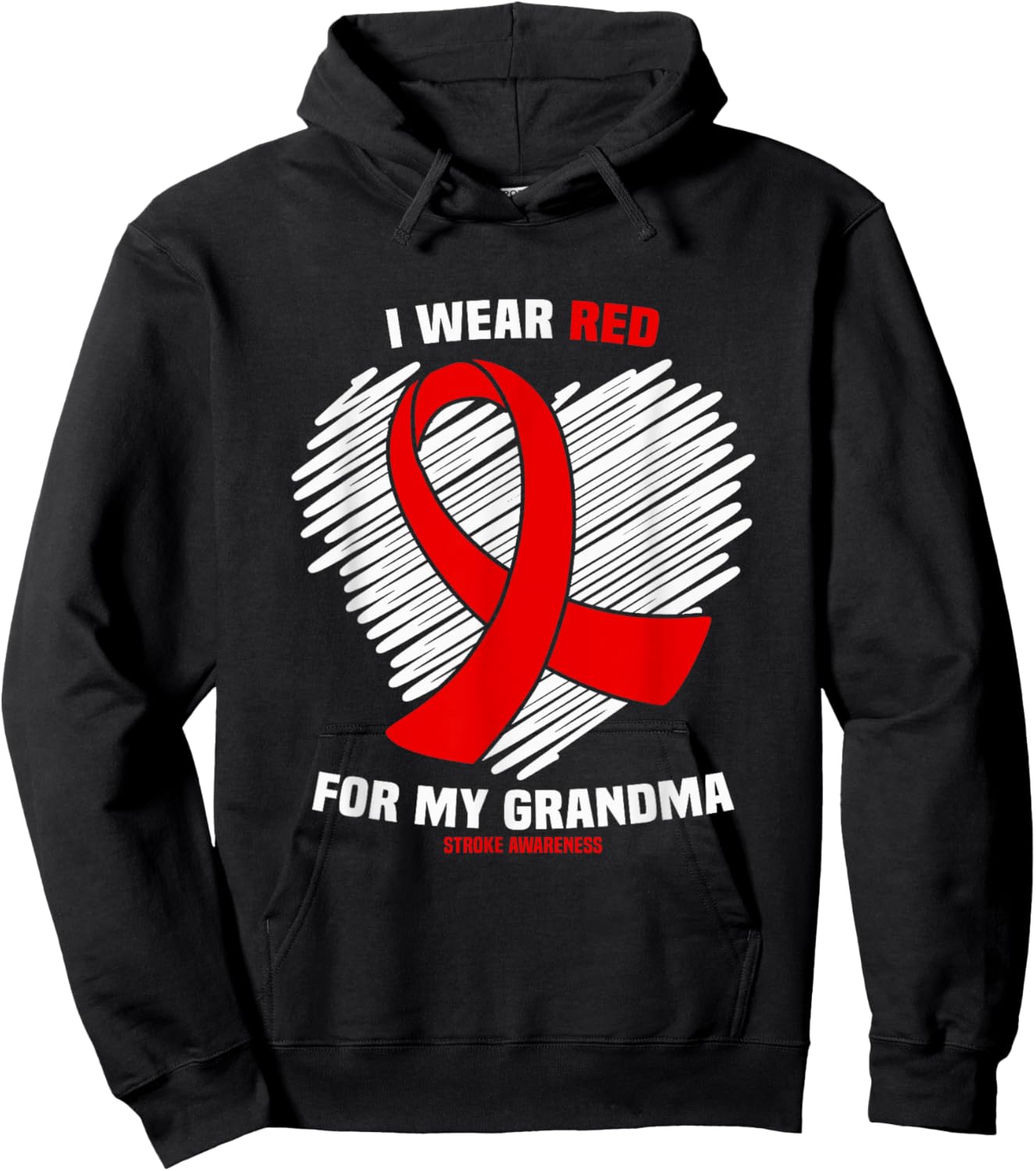 I Wear Red For My Grandma Stroke Awareness Hoodie - Hoodie | Black