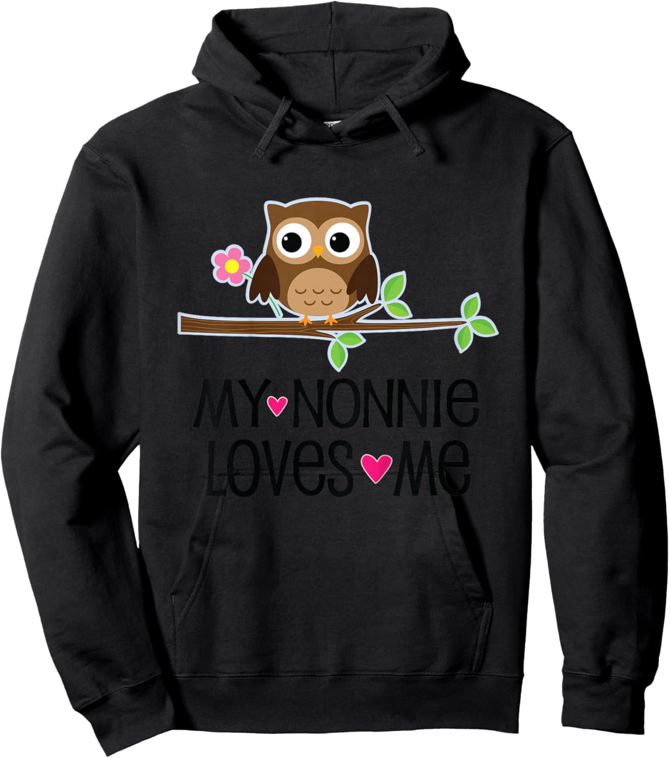 Kids My Nonnie Loves Me Granddaughter Owl Hoodie - Hoodie | Black
