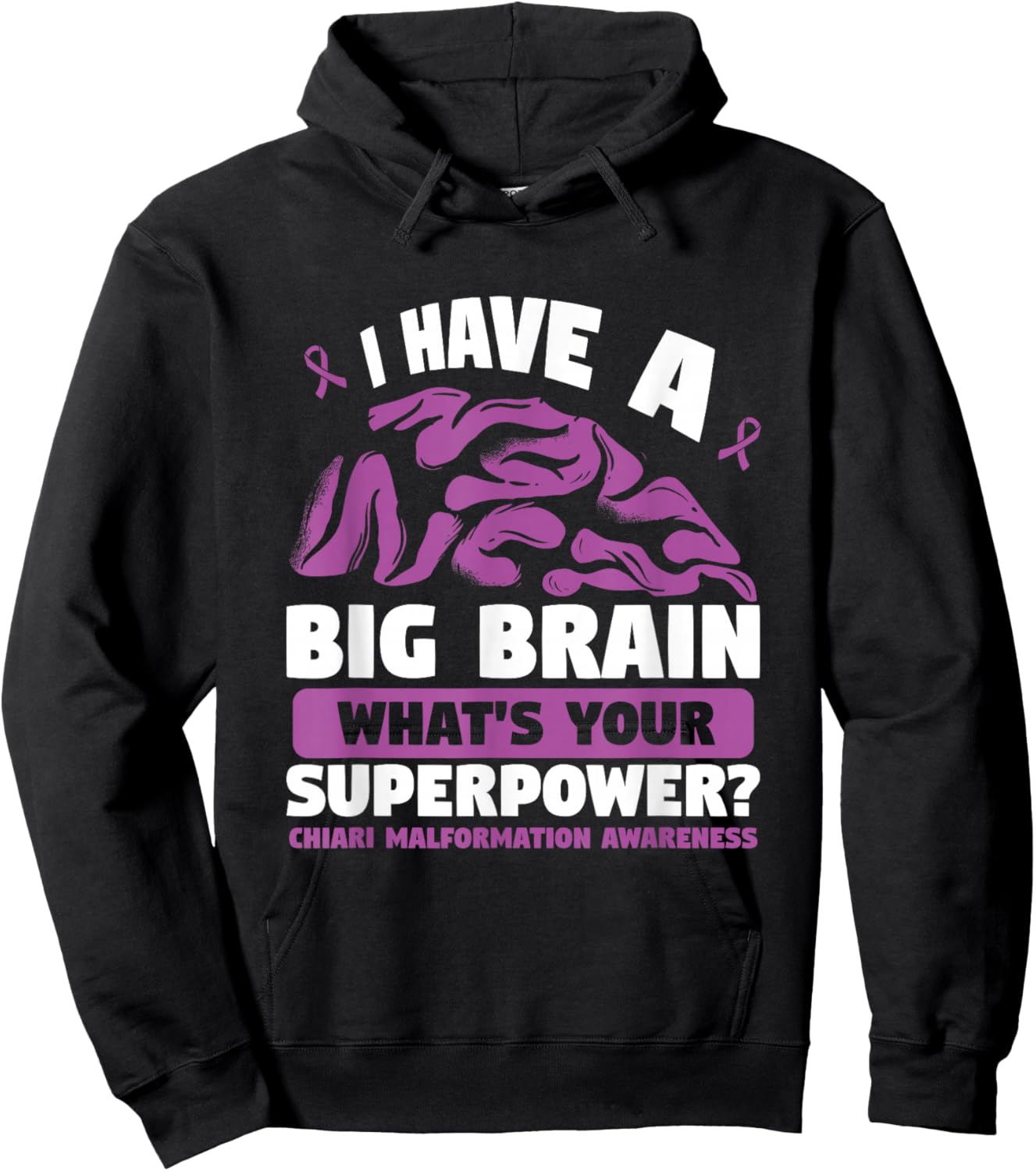 Purple Ribbon Superpower Chiari Malformation Awareness Hoodie - Hoodie | Black