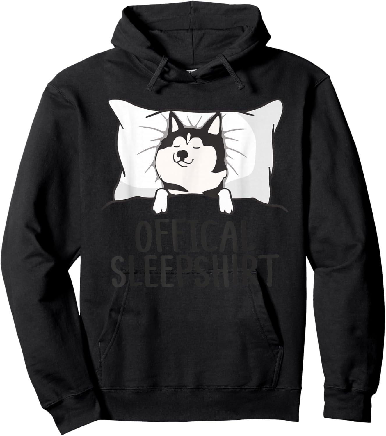 Husky Dog Pajama Funny Husky Official Sleepshirt Mom Dad Kid Hoodie - Hoodie | Black
