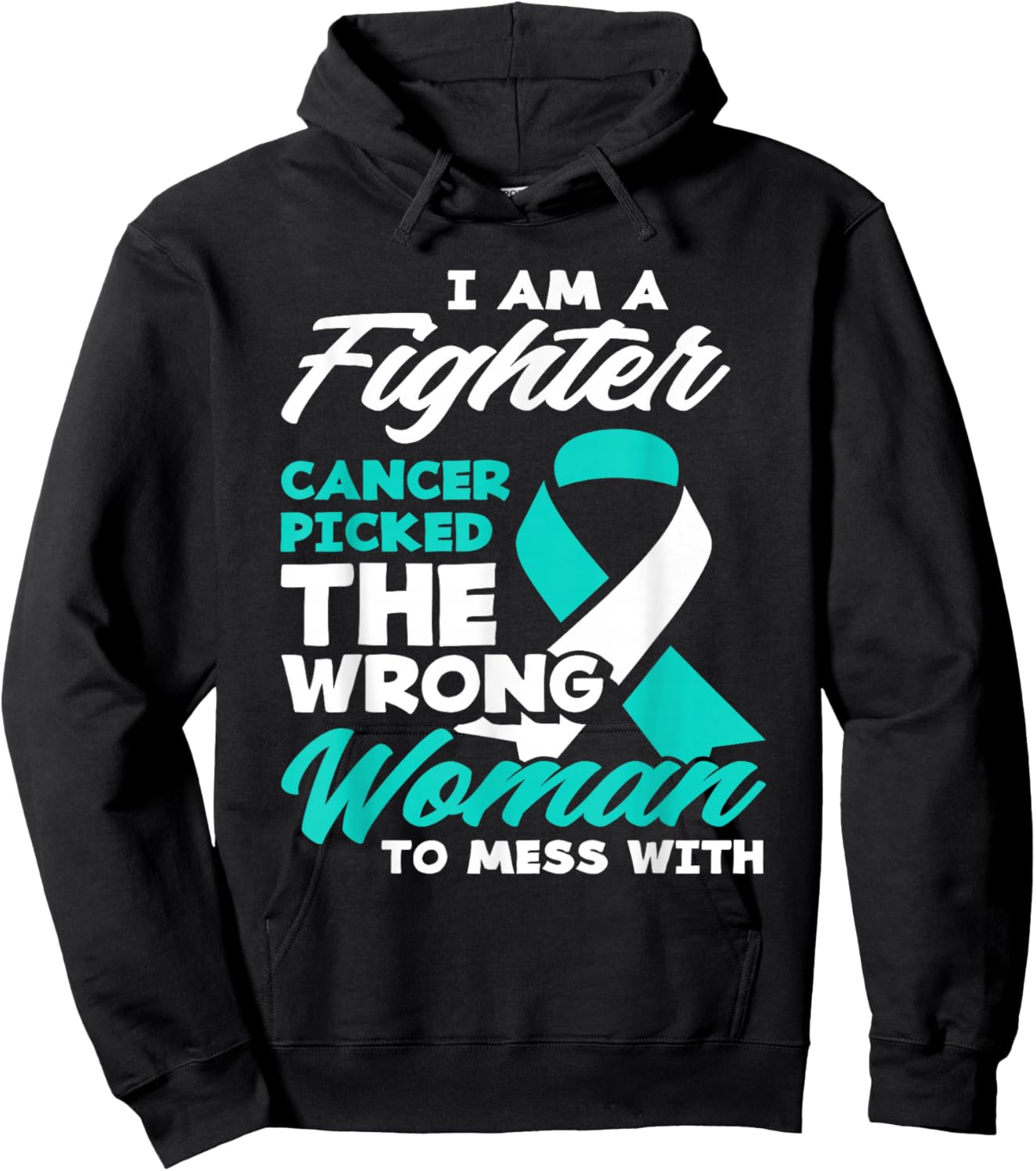 Fighter Cancer Picked Wrong Woman Cervical Cancer Awareness Hoodie - Hoodie | Black