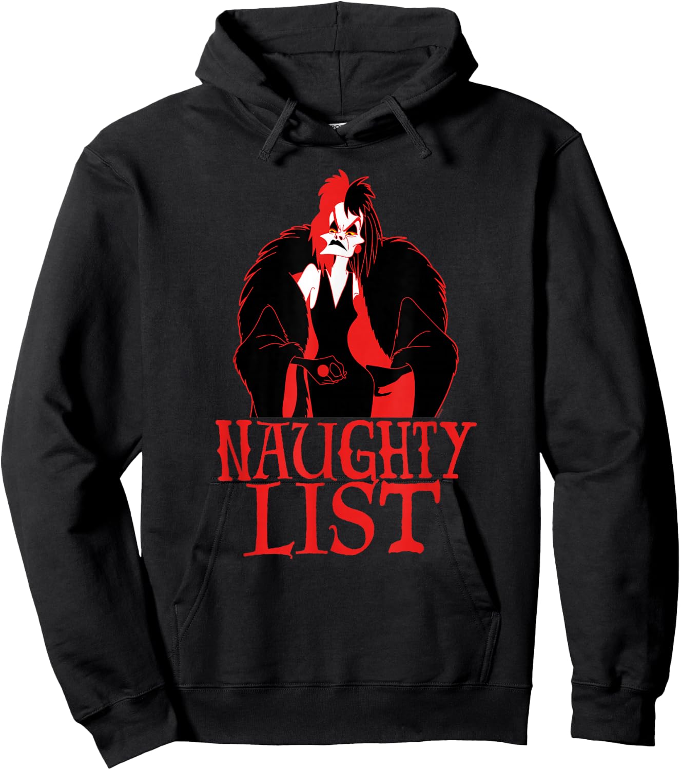 Disney Villains Holiday Christmas Cruella Naughty List Hoodie - Hoodie | Black