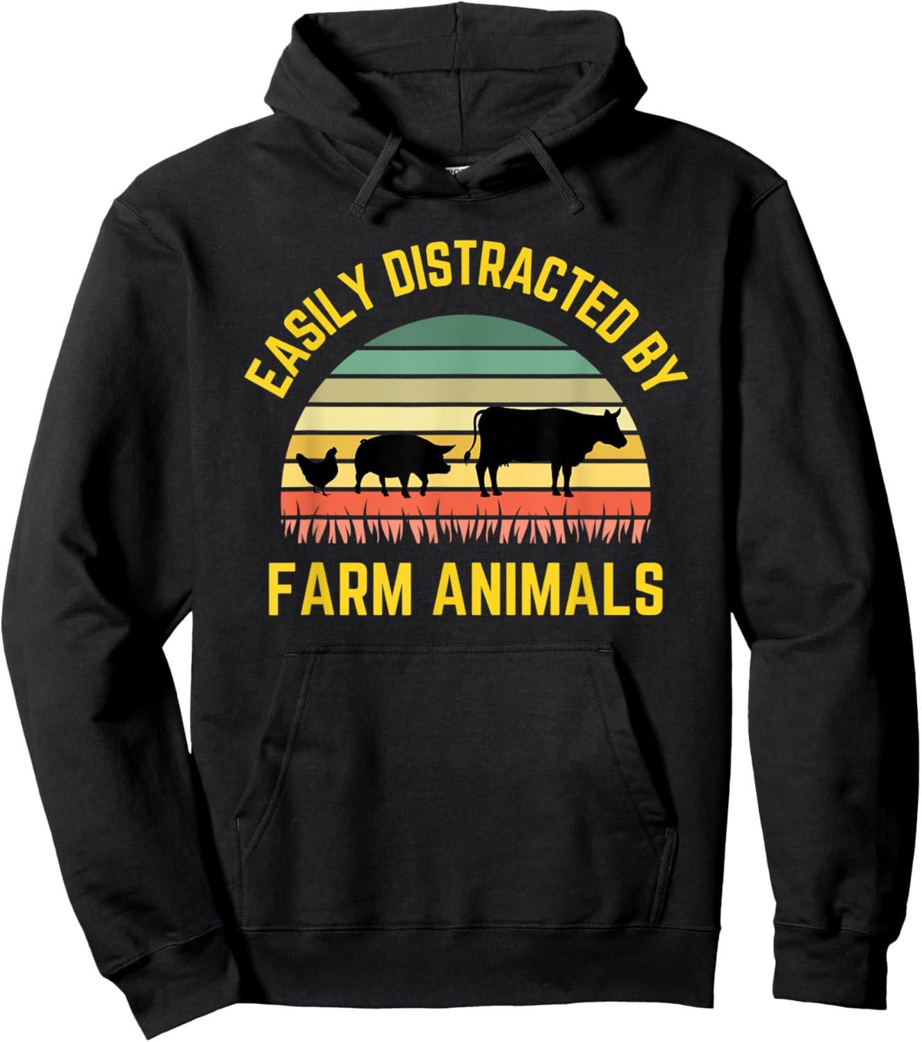 Funny Farmer Easily Distracted By Farm Animals Barnyard Cow Hoodie - Hoodie | Black