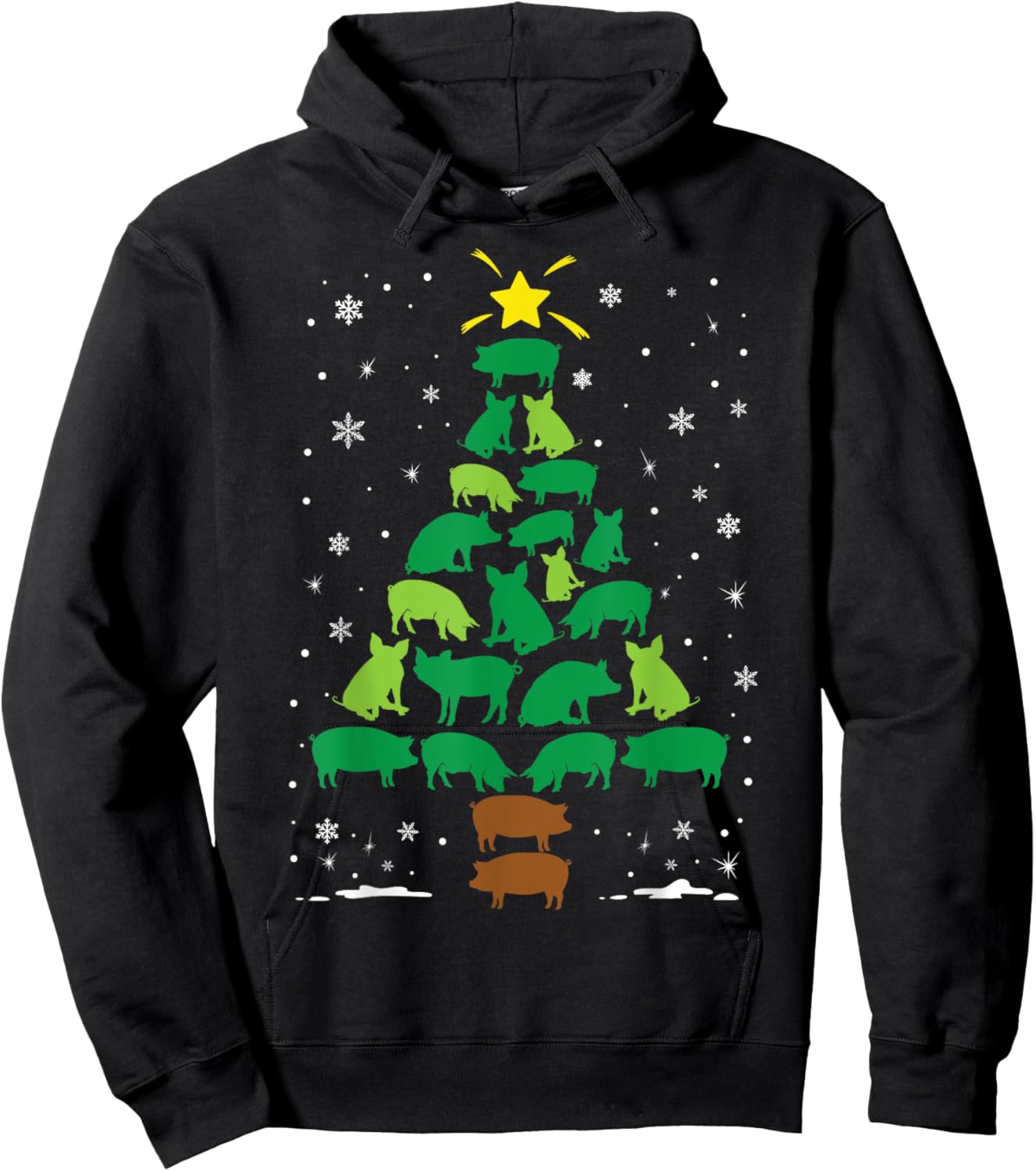 Pig Lovers Pet Farmer Holiday Family Matching Christmas Tree Hoodie - Hoodie | Black