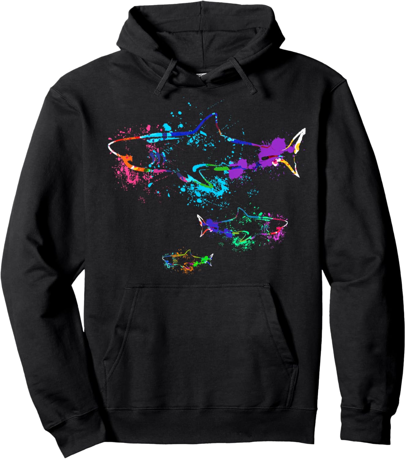 Vintage Shark Silhouette | Hammerhead Shark Tiger Shark Hoodie - Hoodie | Black