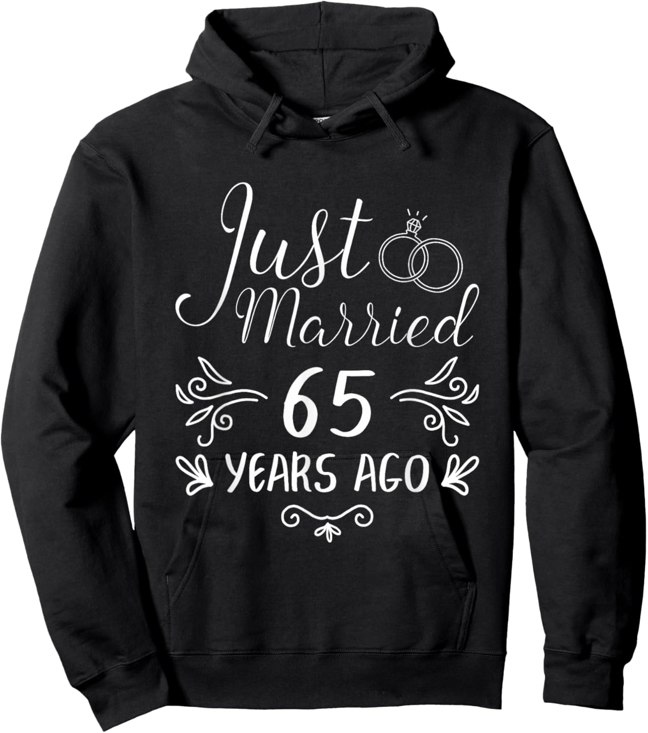 Just Married 65 Years Ago 65Th Wedding Anniversary Couple Hoodie - Hoodie | Black