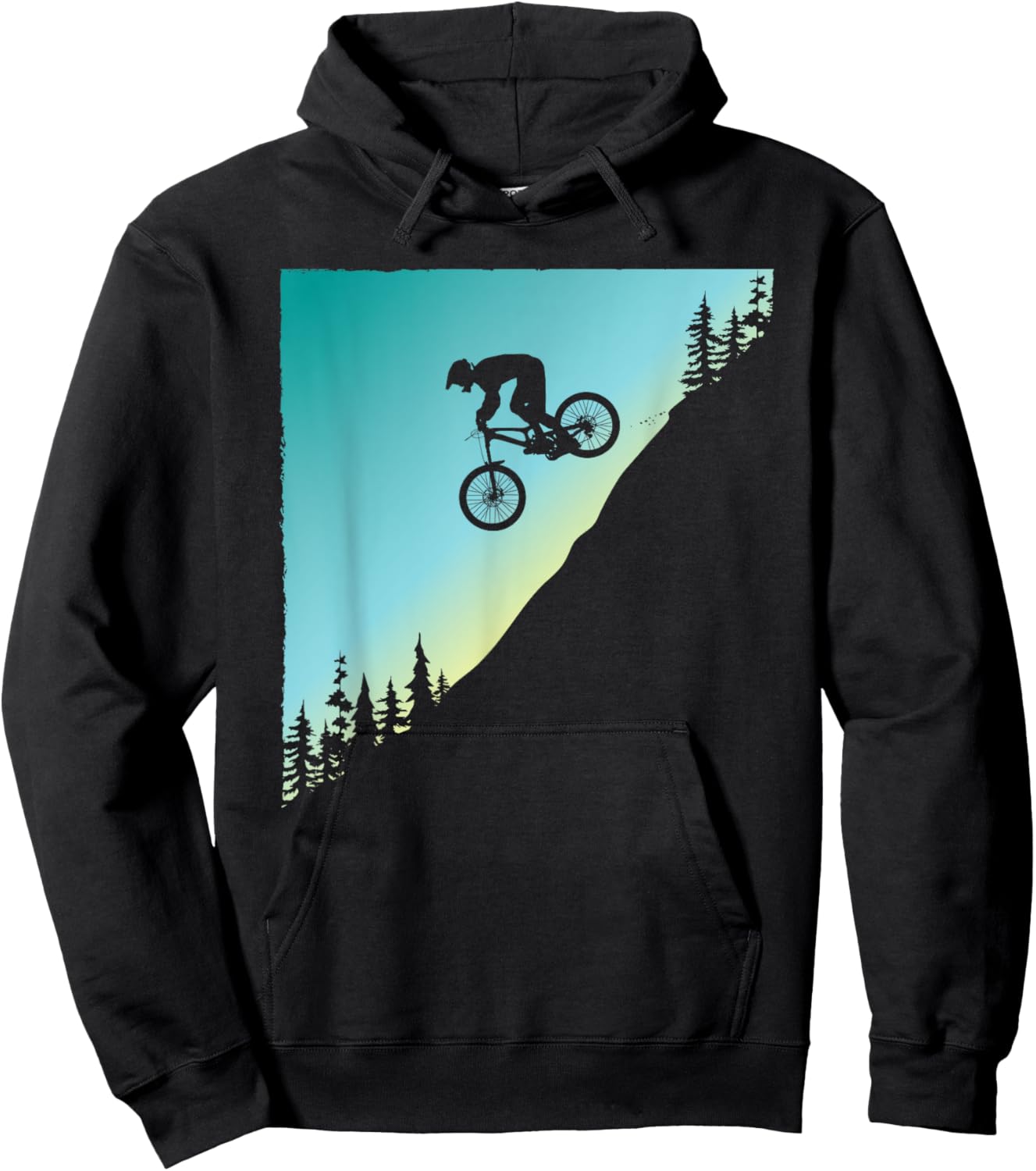 Downhill Bike Jump Mountain Biking MTB Trail Ride Sunset Hoodie - Hoodie | Black