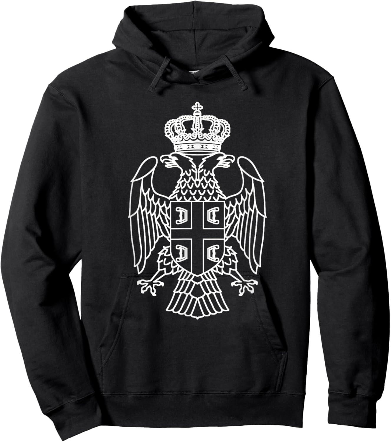 Serbia Srbija Serbian Eagle Srpski Grb white belo Trobojka Hoodie - Hoodie | Black