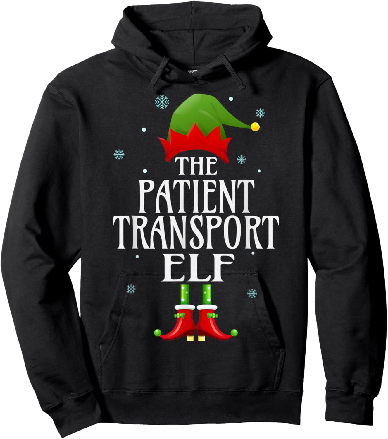 Patient Transport Elf Xmas Funny Family Matching Christmas Hoodie - Hoodie | Black