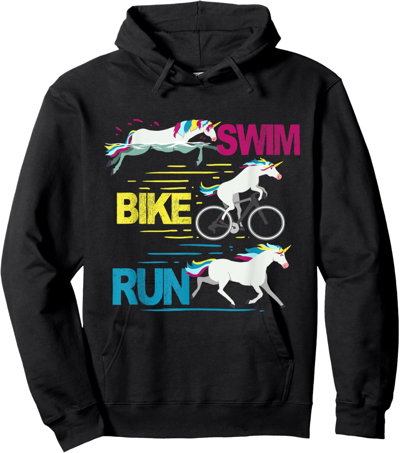 Running Swimming Cycling Unicorn Triathlete Triathlon Hoodie - Hoodie | Black
