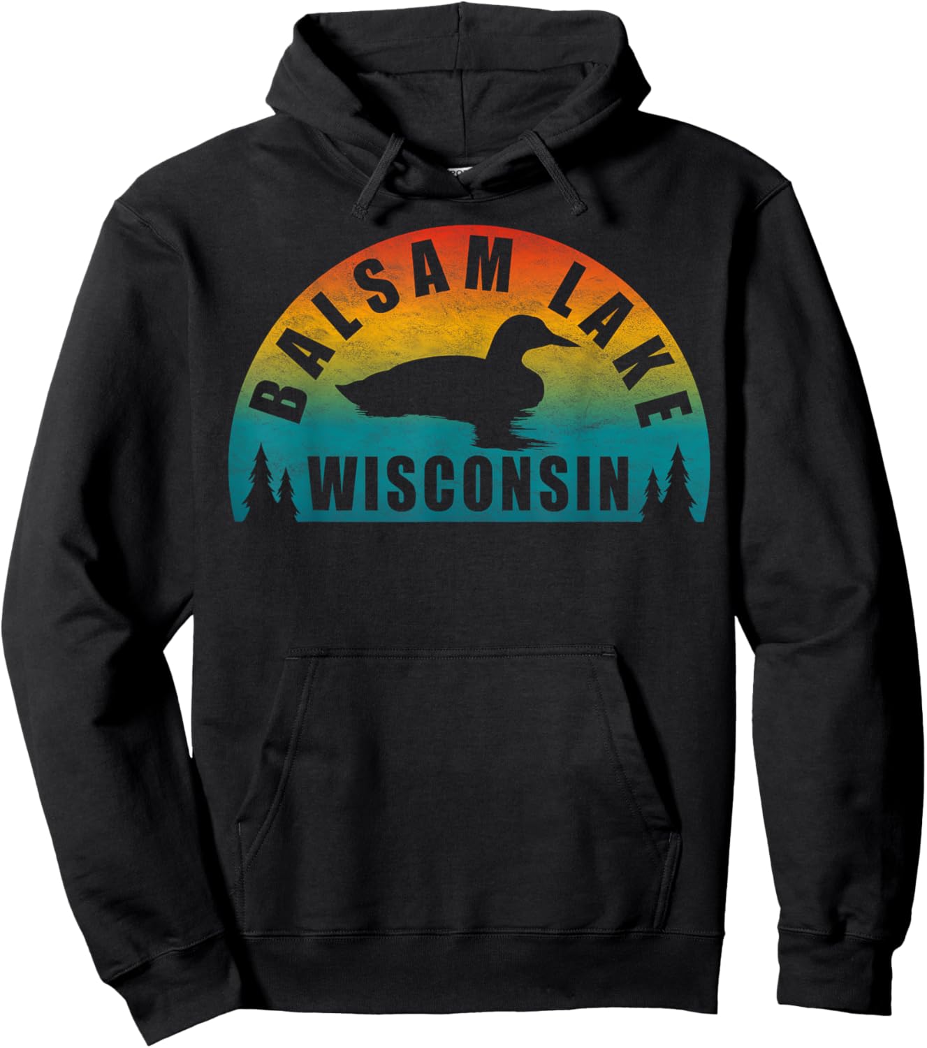Balsam Lake Northern Wisconsin Sunset Loon Hoodie - Hoodie | Black