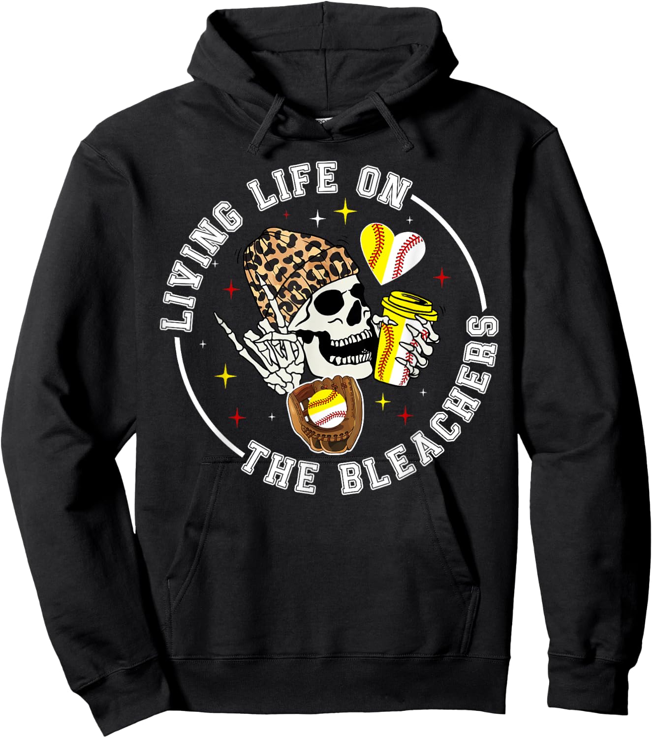 Living Life On The Bleachers Baseball Softball Mom Hoodie - Hoodie | Black
