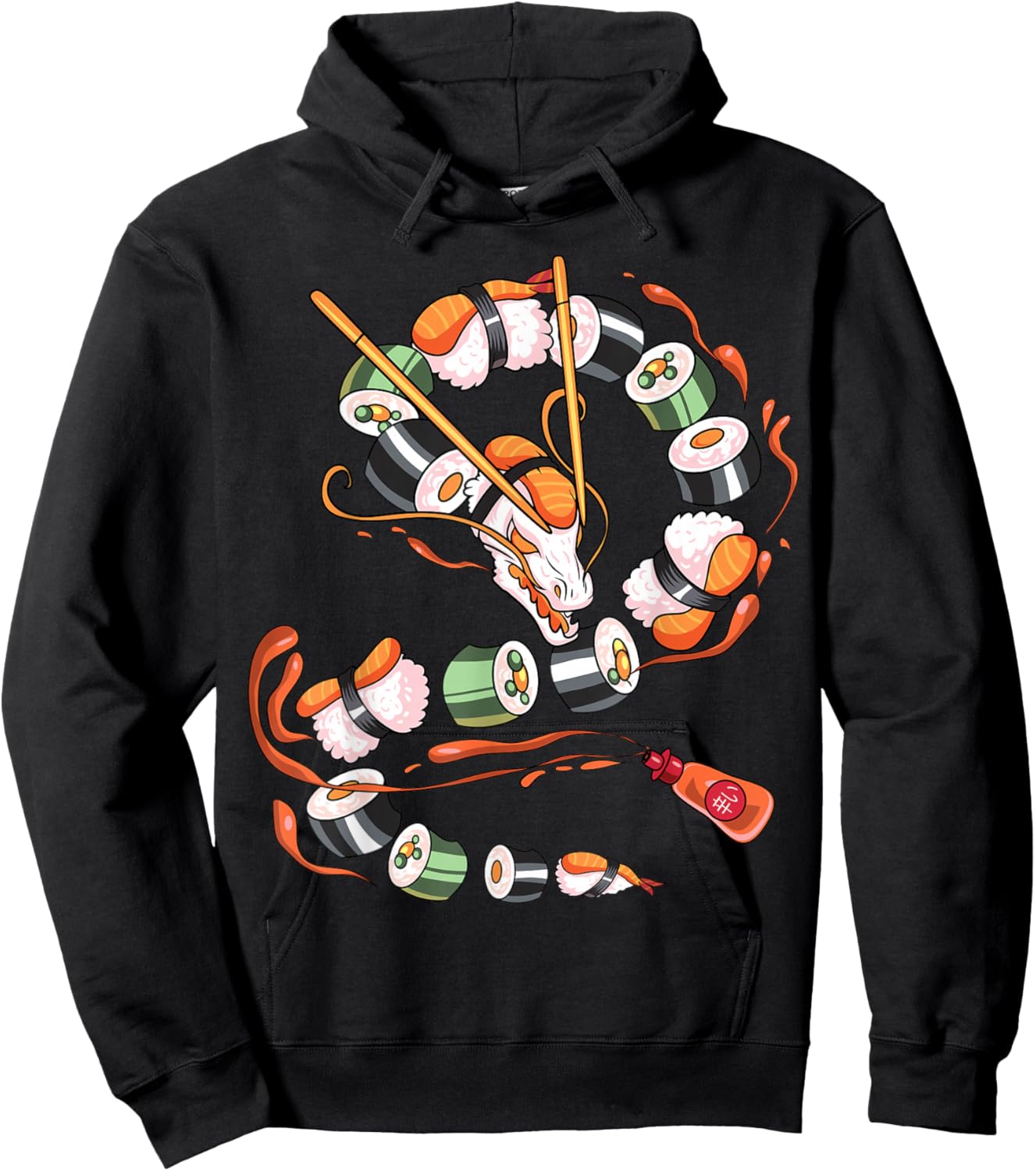 Sushi Dragon Roll Japanese Food Kawaii Dragon Anime Sushi Hoodie - Hoodie | Black