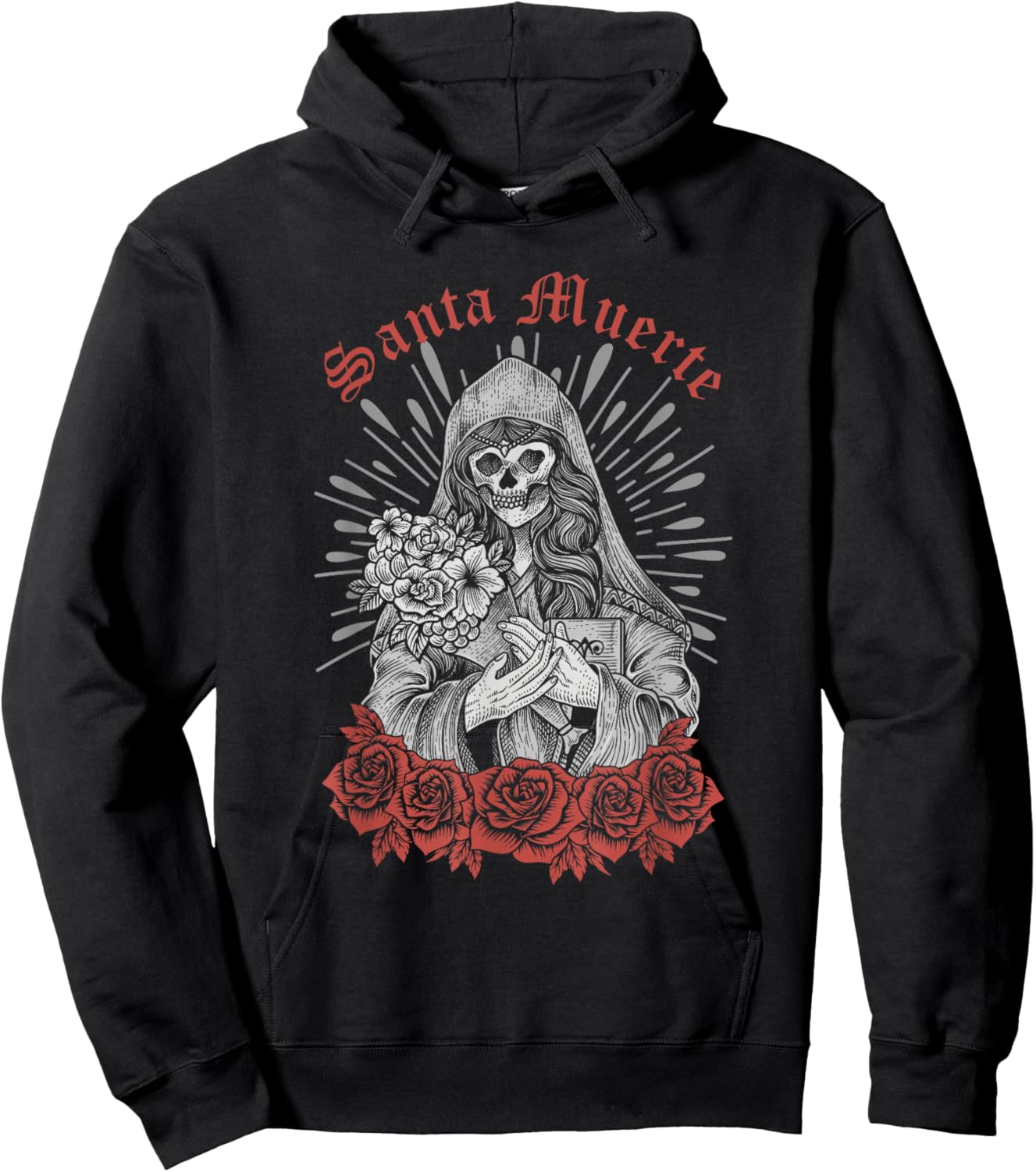 Santa Muerte Mexican Female Deity Dead Sugar Skull Satanic Hoodie - Hoodie | Black