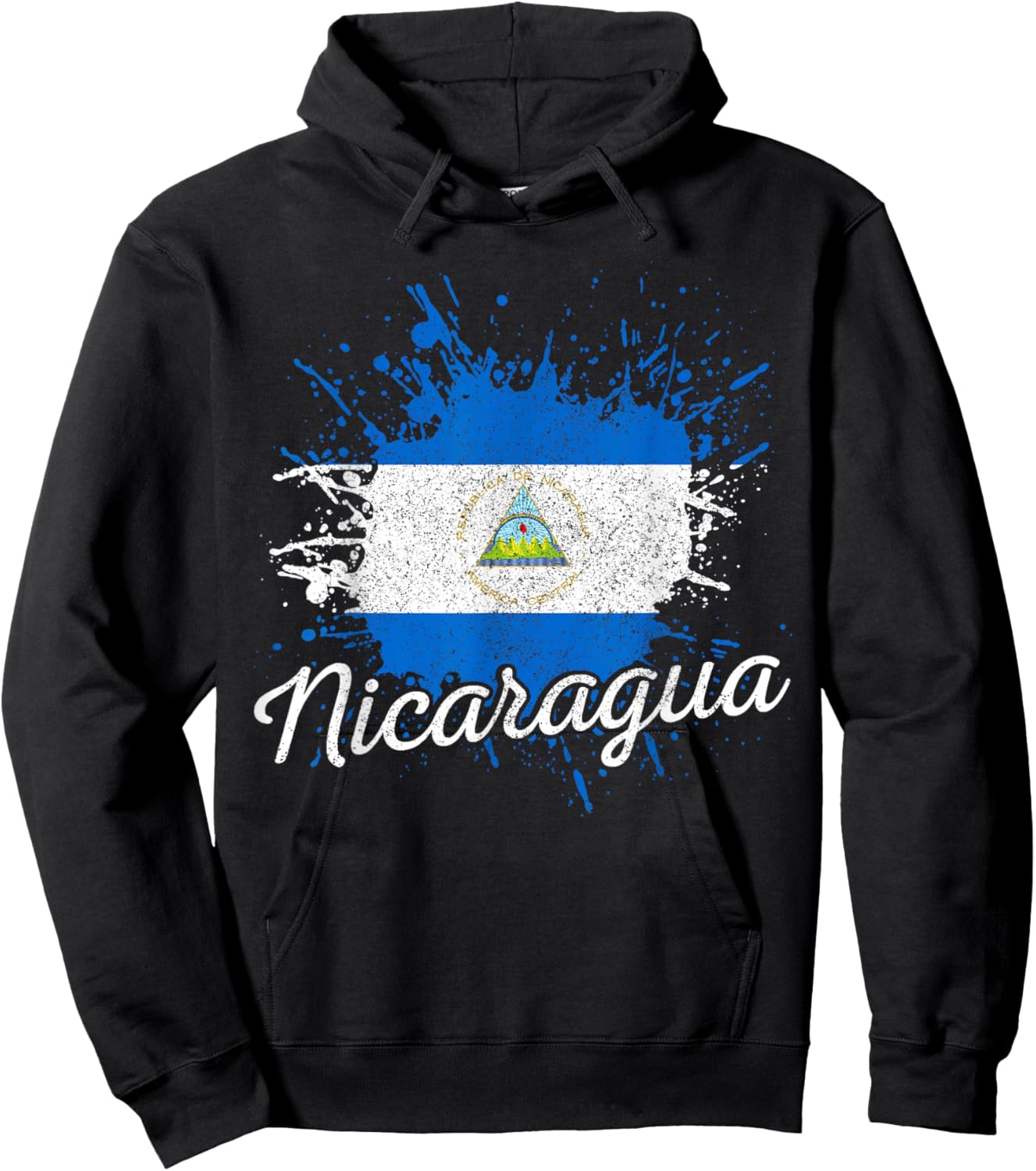 Nicaragua Flag Vintage Souvenir Hoodie - Hoodie | Black