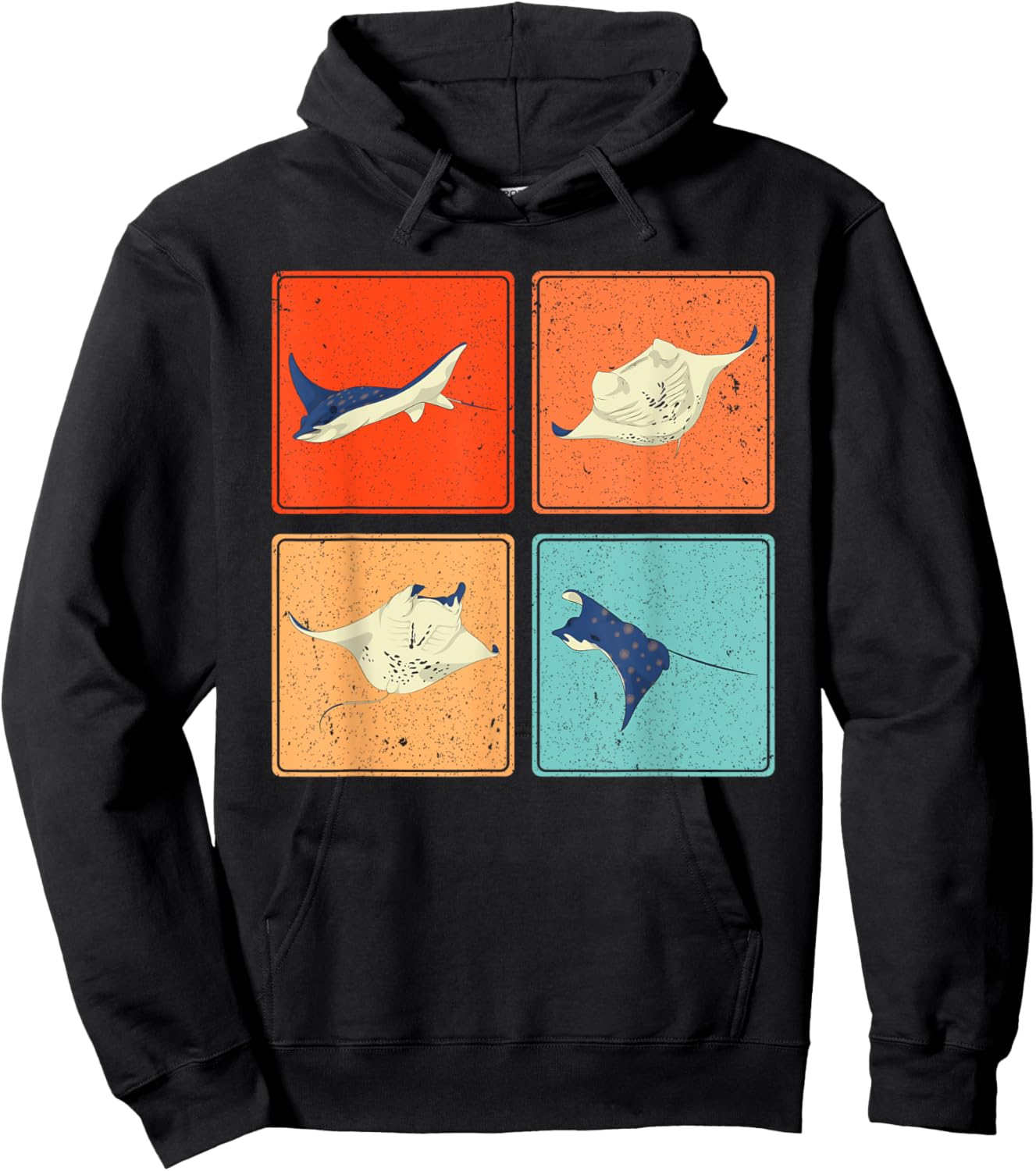 Pop Art Stingray Aquarium Animal Scuba Diver Ocean Manta Ray Hoodie - Hoodie | Black