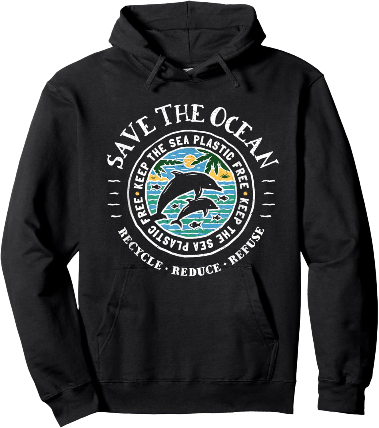Save The Ocean - Keep The Sea Plastic Free Dolphin Hoodie - Hoodie | Black