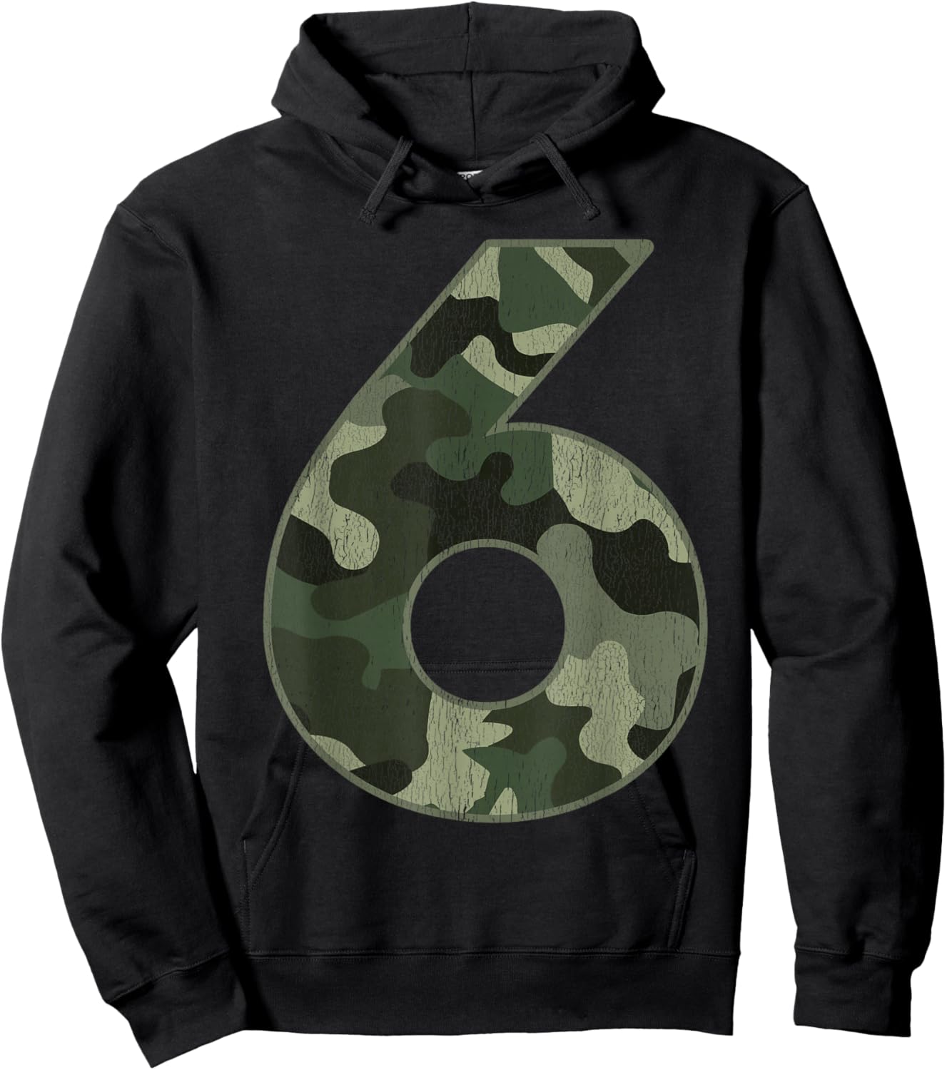 6th Birthday Army Birthday Party 6 Years Old Camo Number 6 Hoodie - Hoodie | Black