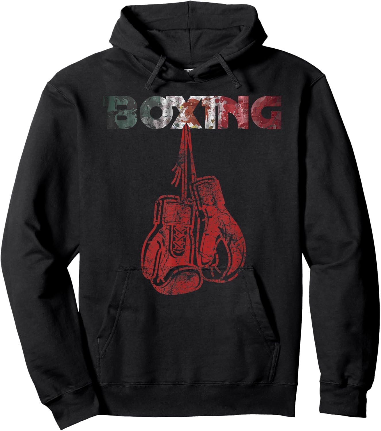 Retro Love Red Boxing Gloves Mexican Vintage style boxing Hoodie - Hoodie | Black