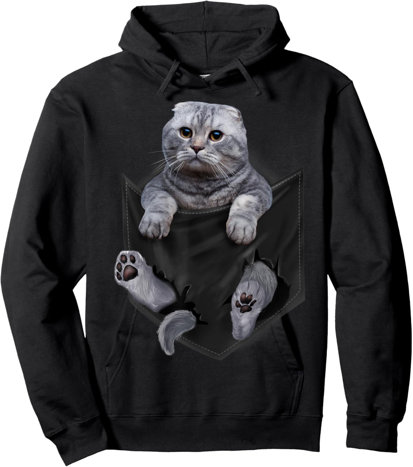Scottish Fold Cat in Pocket Cats Shirt Gifts Hoodie - Hoodie | Black