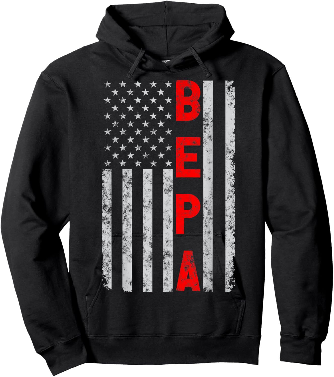 Bepa Vintage Patriotic Fathers Day Distressed American Flag Hoodie - Hoodie | Black