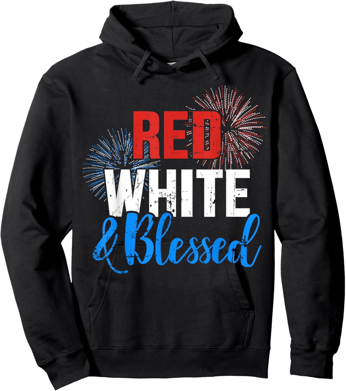 Red white blessed for Independence day on 4th of July Women Men Hoodie - Hoodie | Black