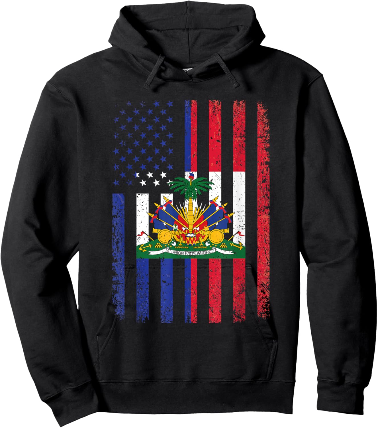 Haiti USA Flag Shirt 4th of July American Haitian Flag Hoodie - Hoodie | Black