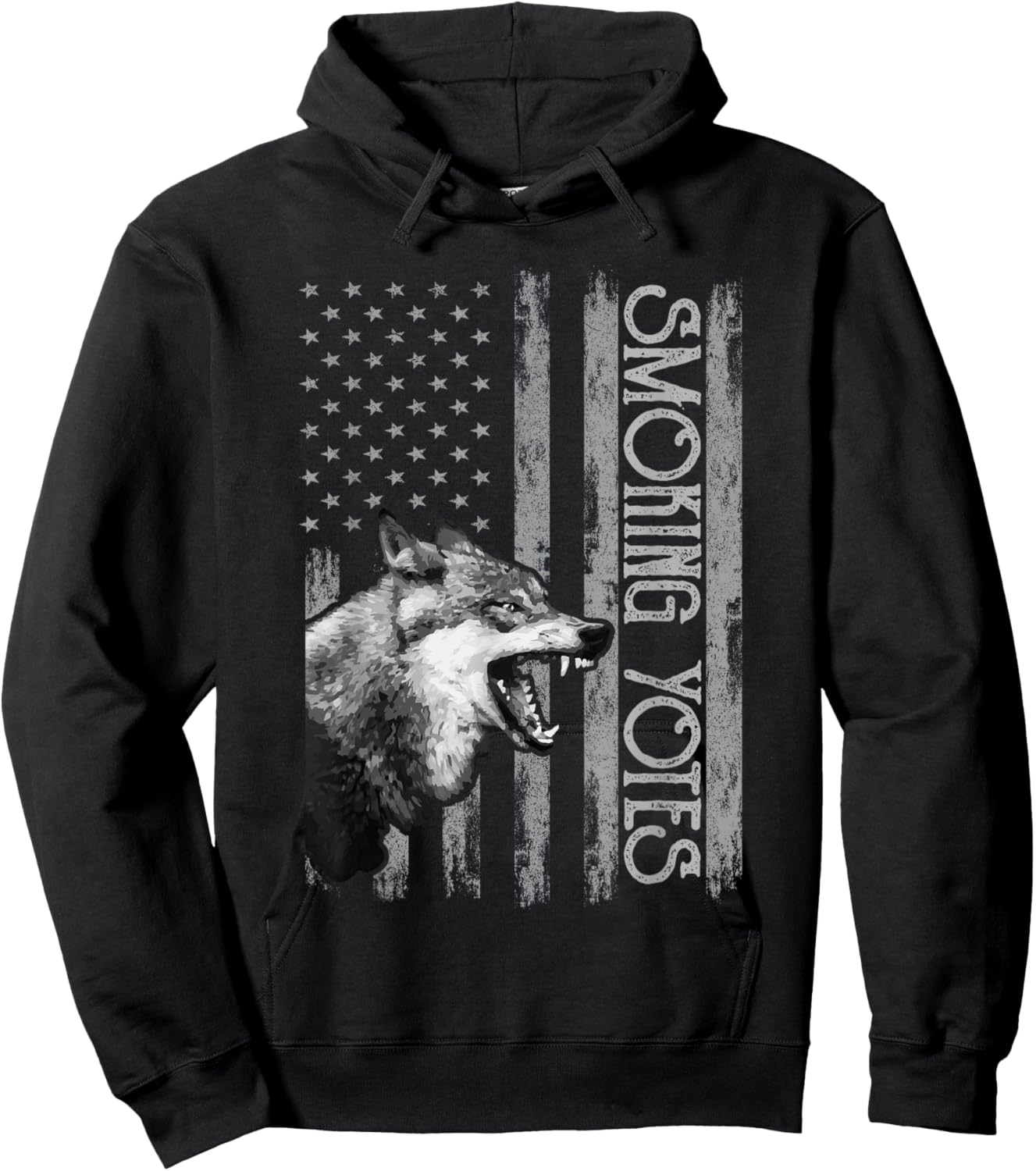 Coyote Hunting USA Apparel, American Flag Hunter US Men Hoodie - Hoodie | Black